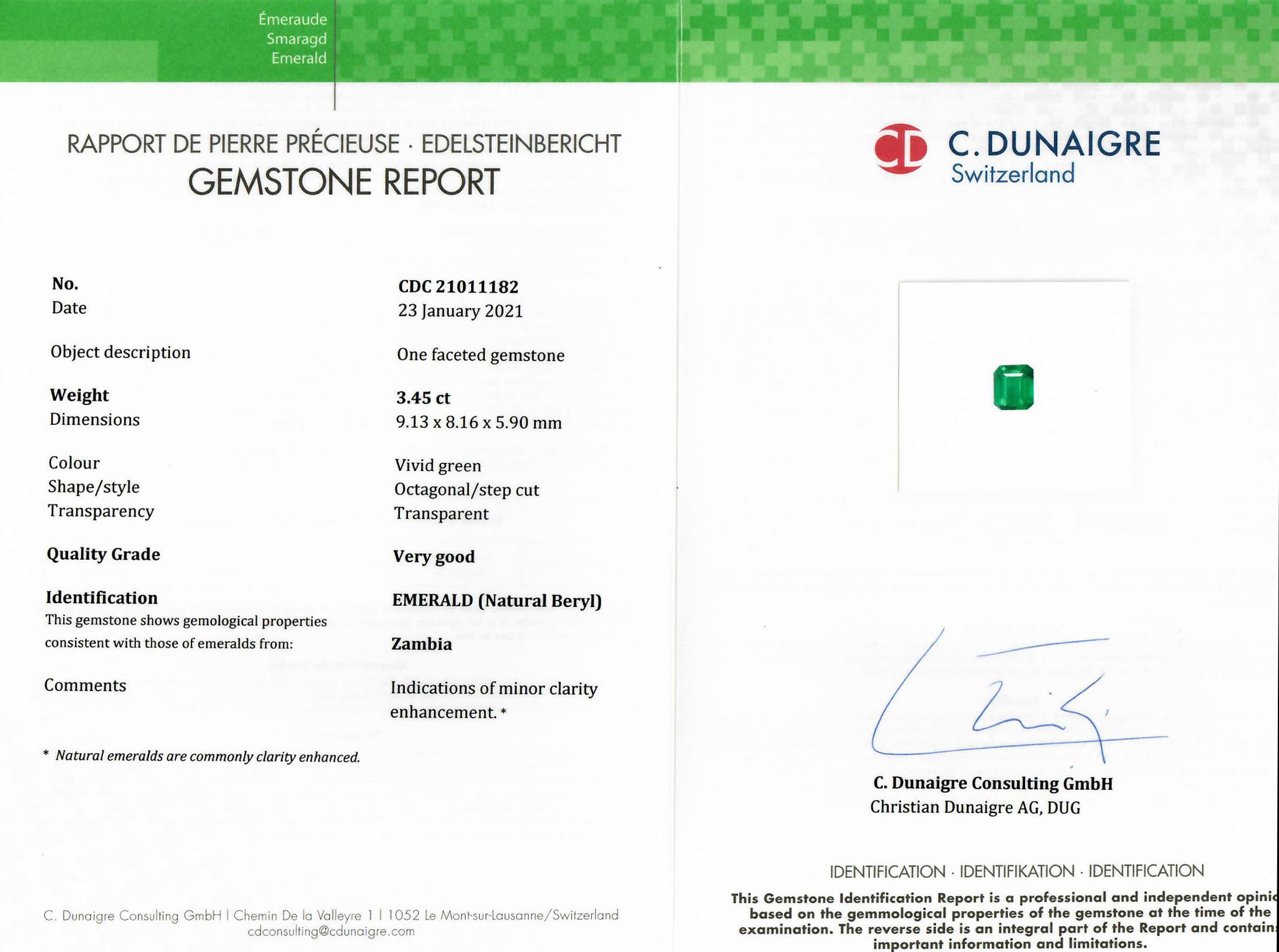 3.44 Ct. Emerald from Zambia