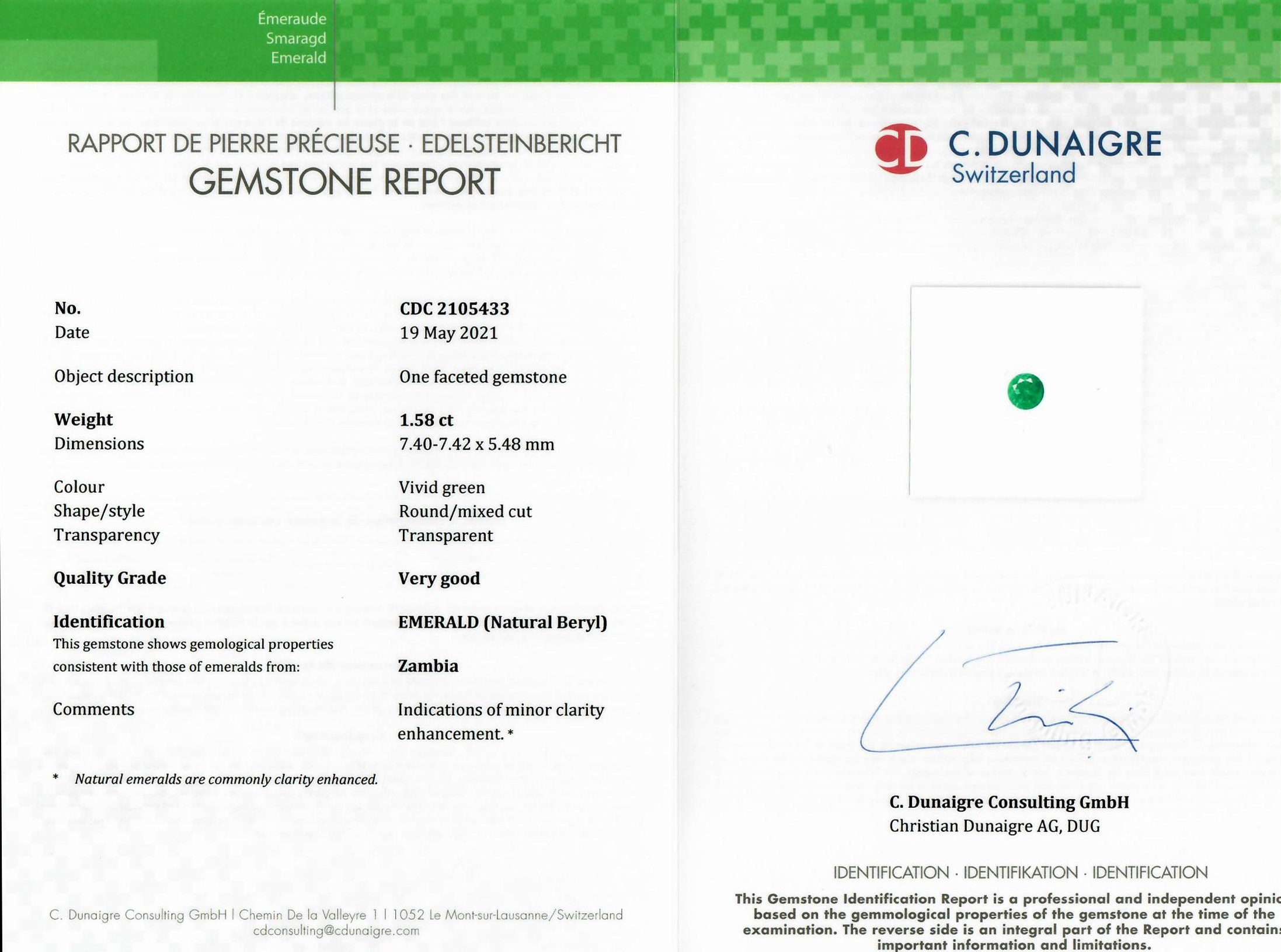 1.58 Ct. Emerald from Zambia