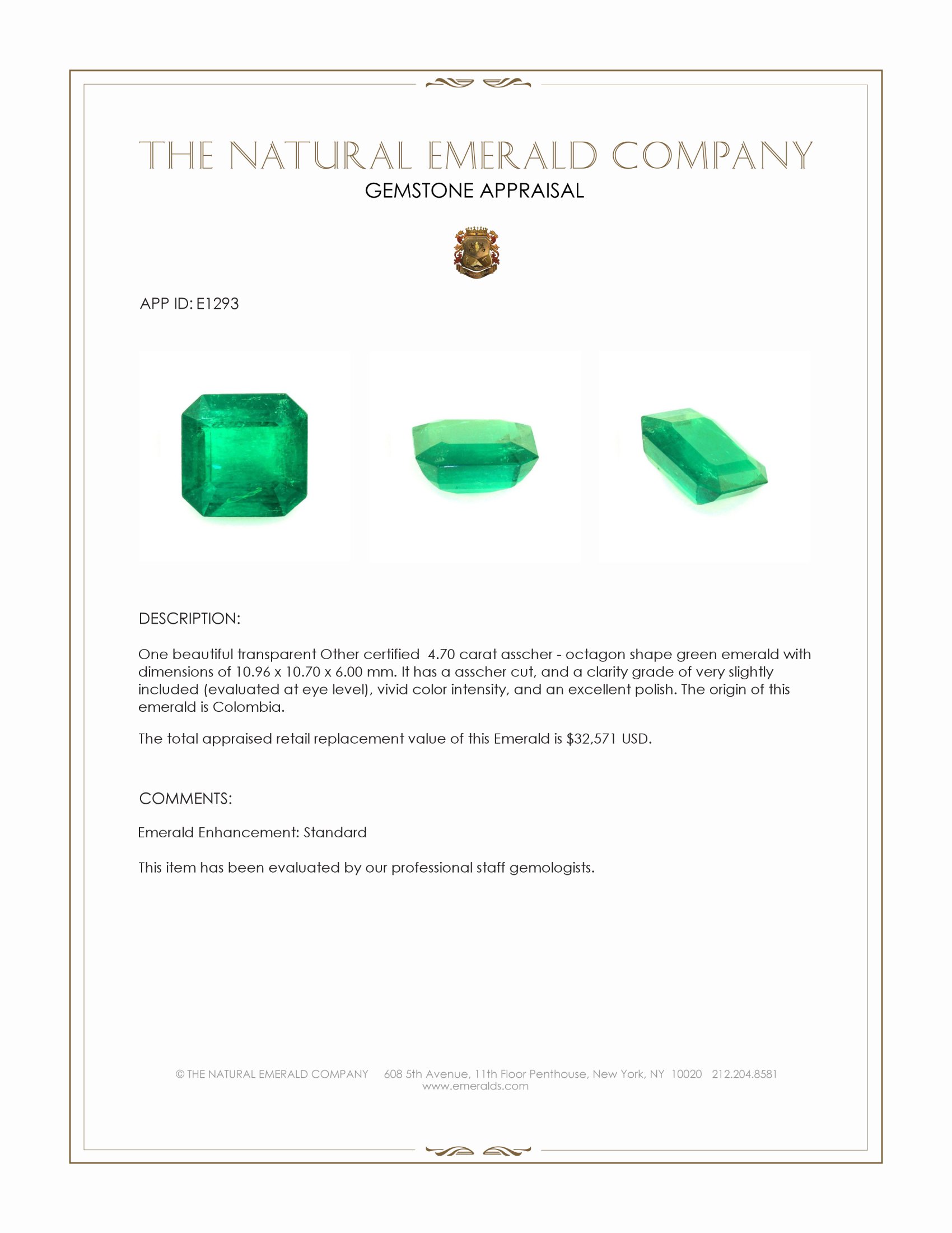 4.70 Ct. Emerald from Colombia