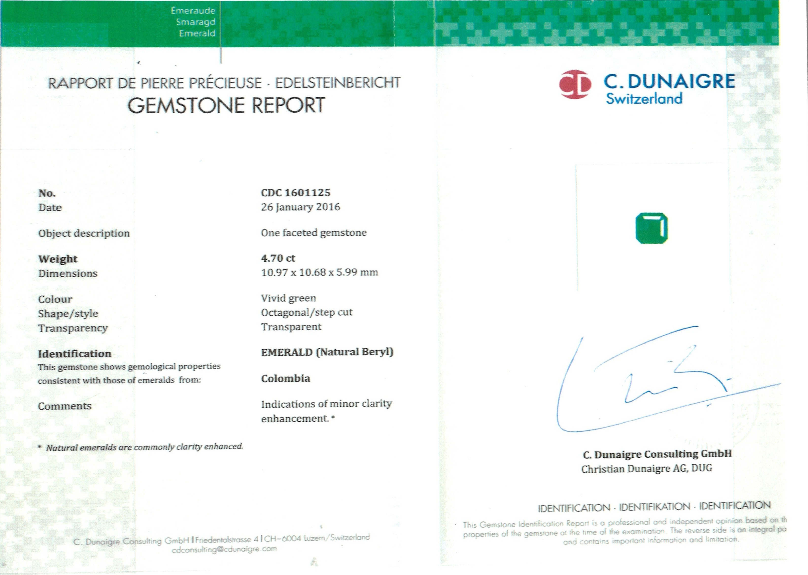 4.70 Ct. Emerald from Colombia