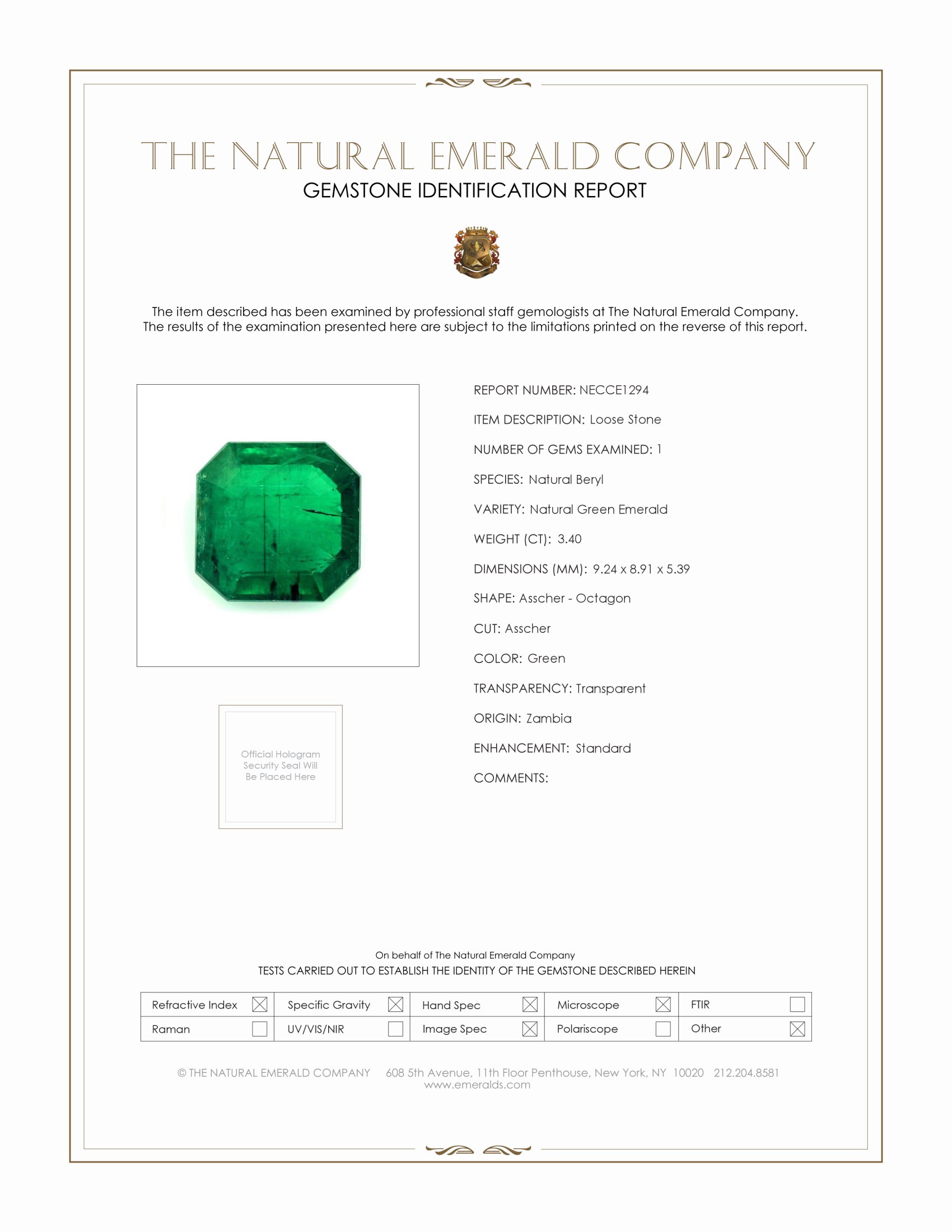 3.40 Ct. Emerald from Zambia