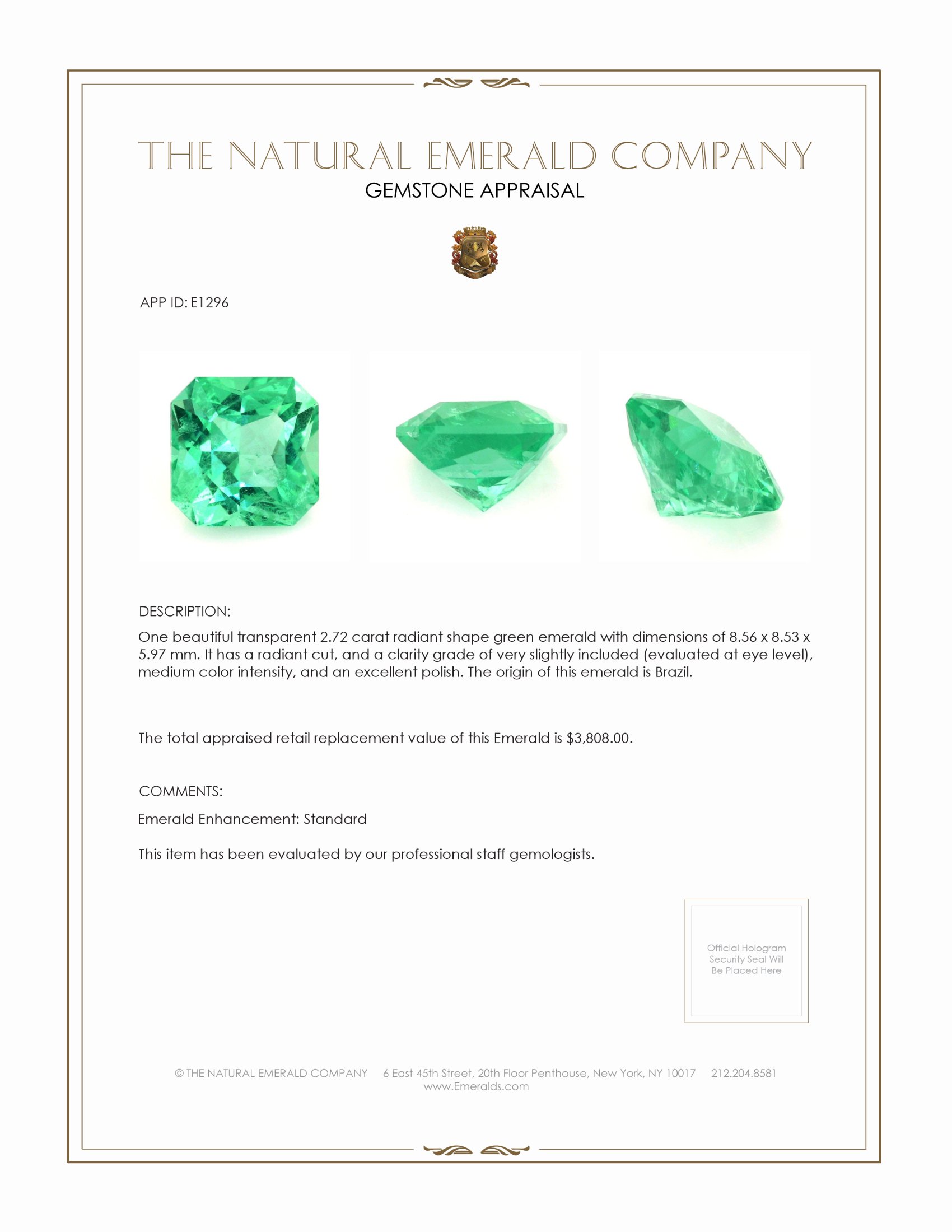 2.72 Ct. Emerald from Brazil
