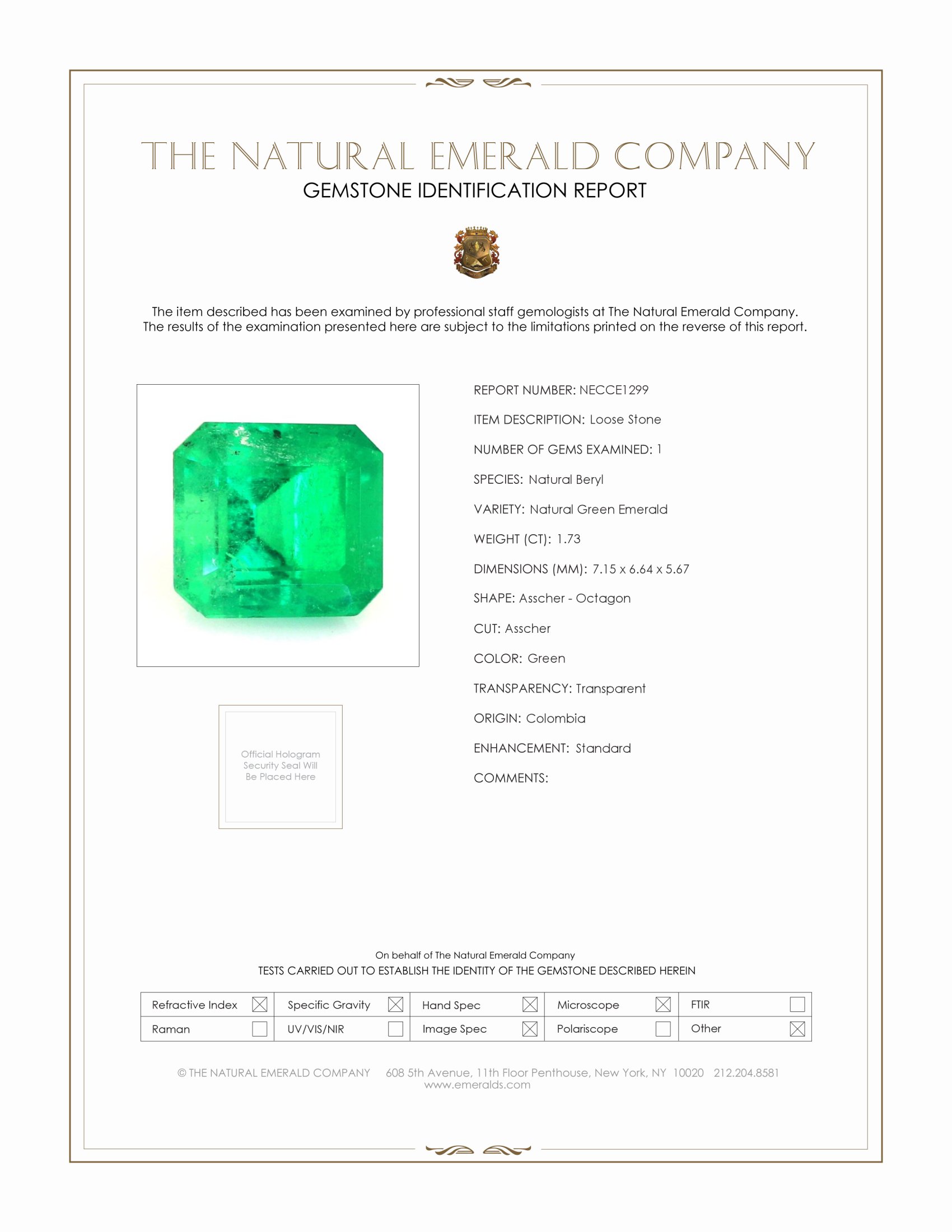 1.73 Ct. Emerald from Colombia