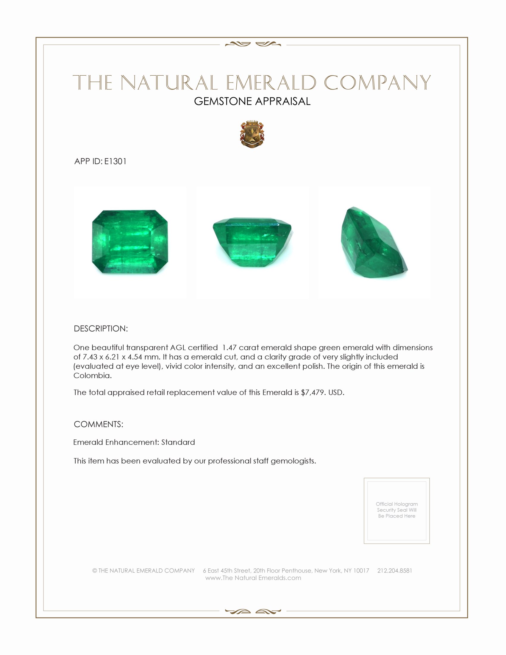 1.47 Ct. Emerald from Colombia