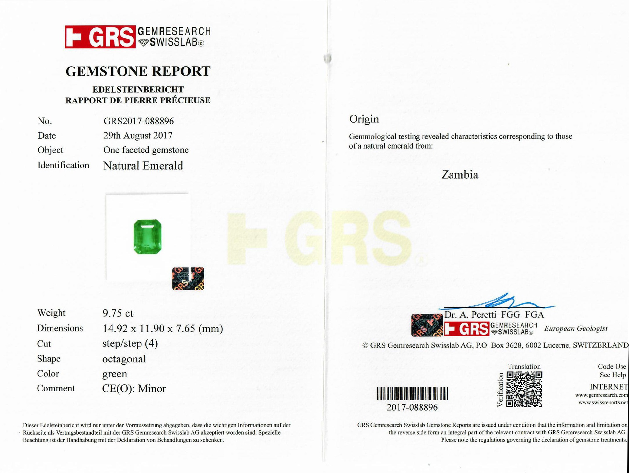 9.75 Ct. Emerald from Zambia