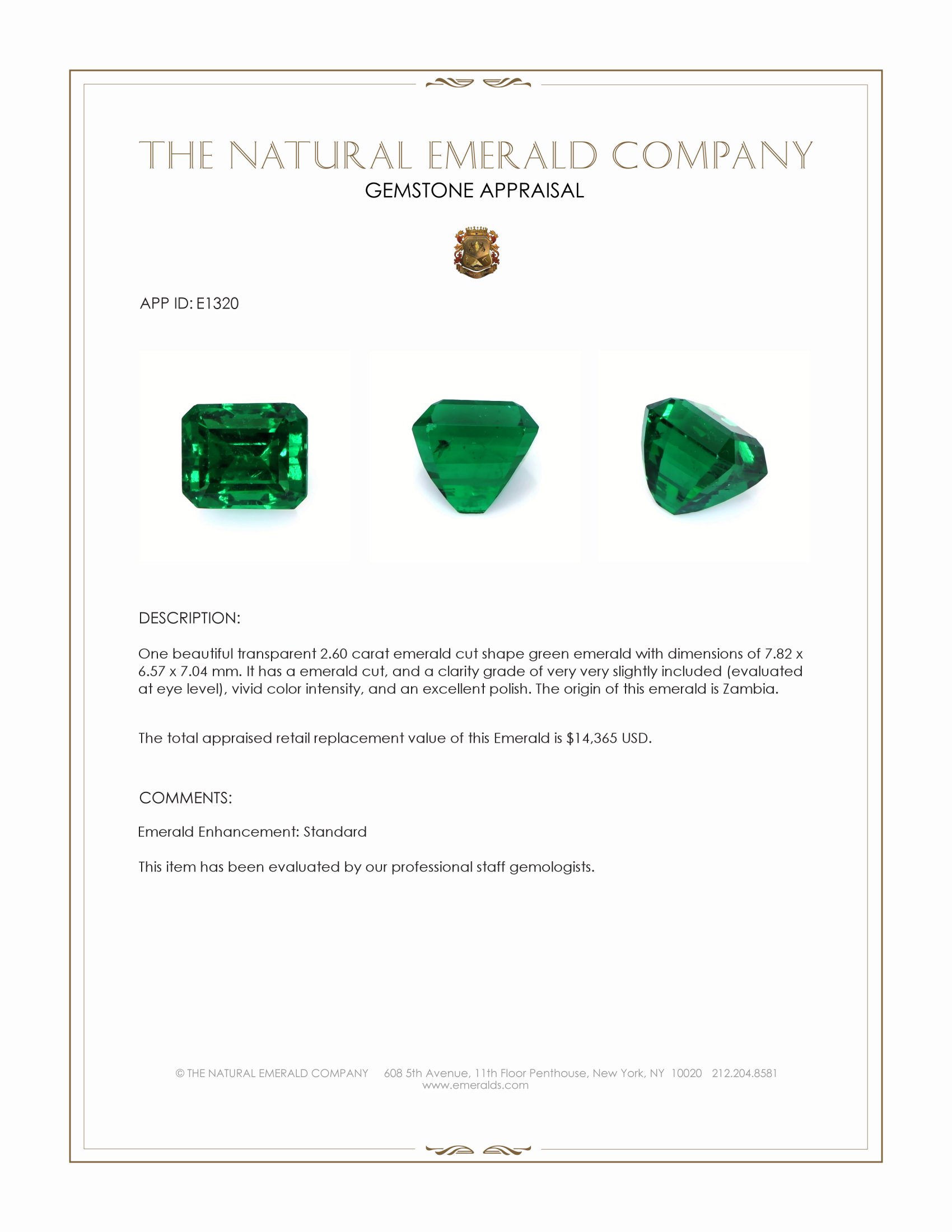 2.60 Ct. Emerald from Zambia