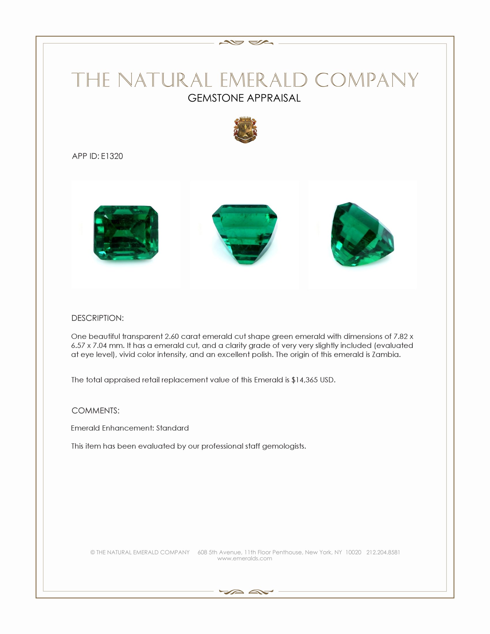 2.60 Ct. Emerald from Zambia