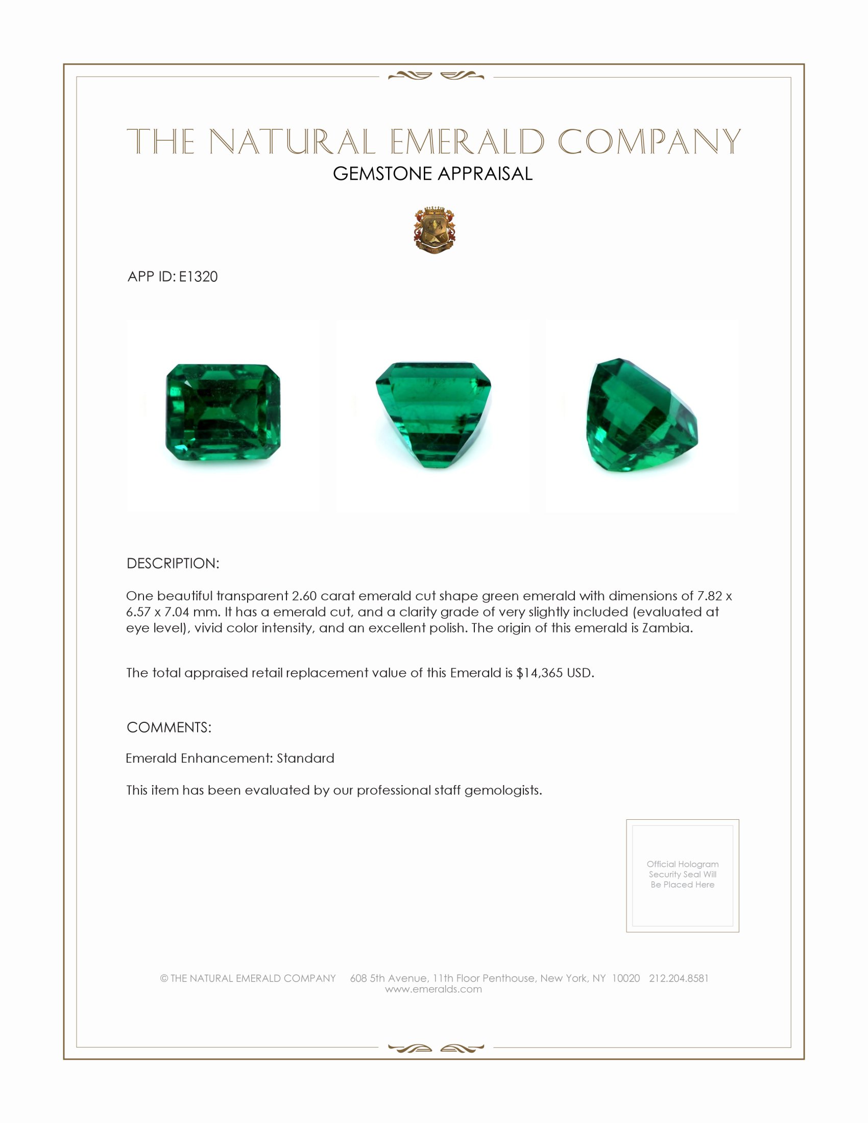 2.60 Ct. Emerald from Zambia