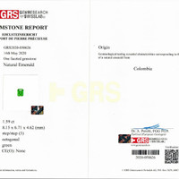 1.60 Ct. Emerald from Colombia Scan Report