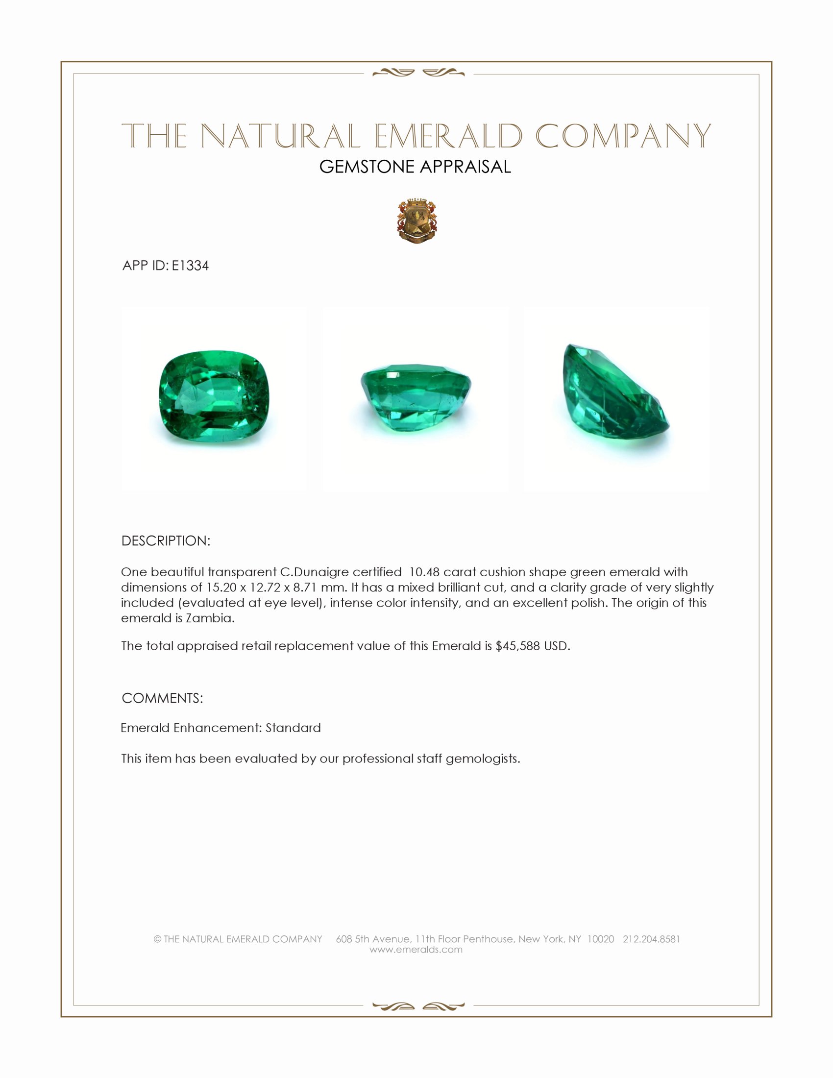10.48 Ct. Emerald from Zambia