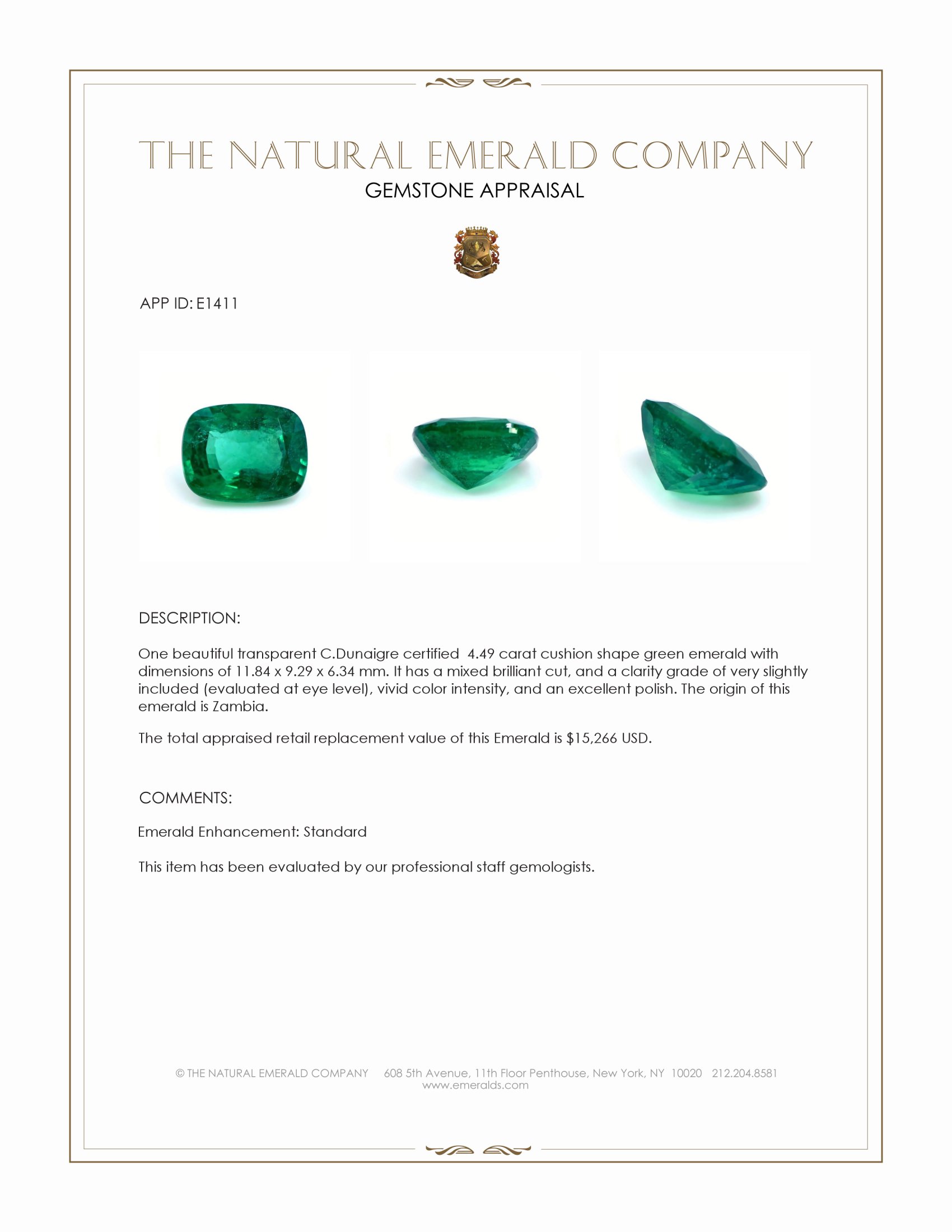 4.49 Ct. Emerald from Zambia
