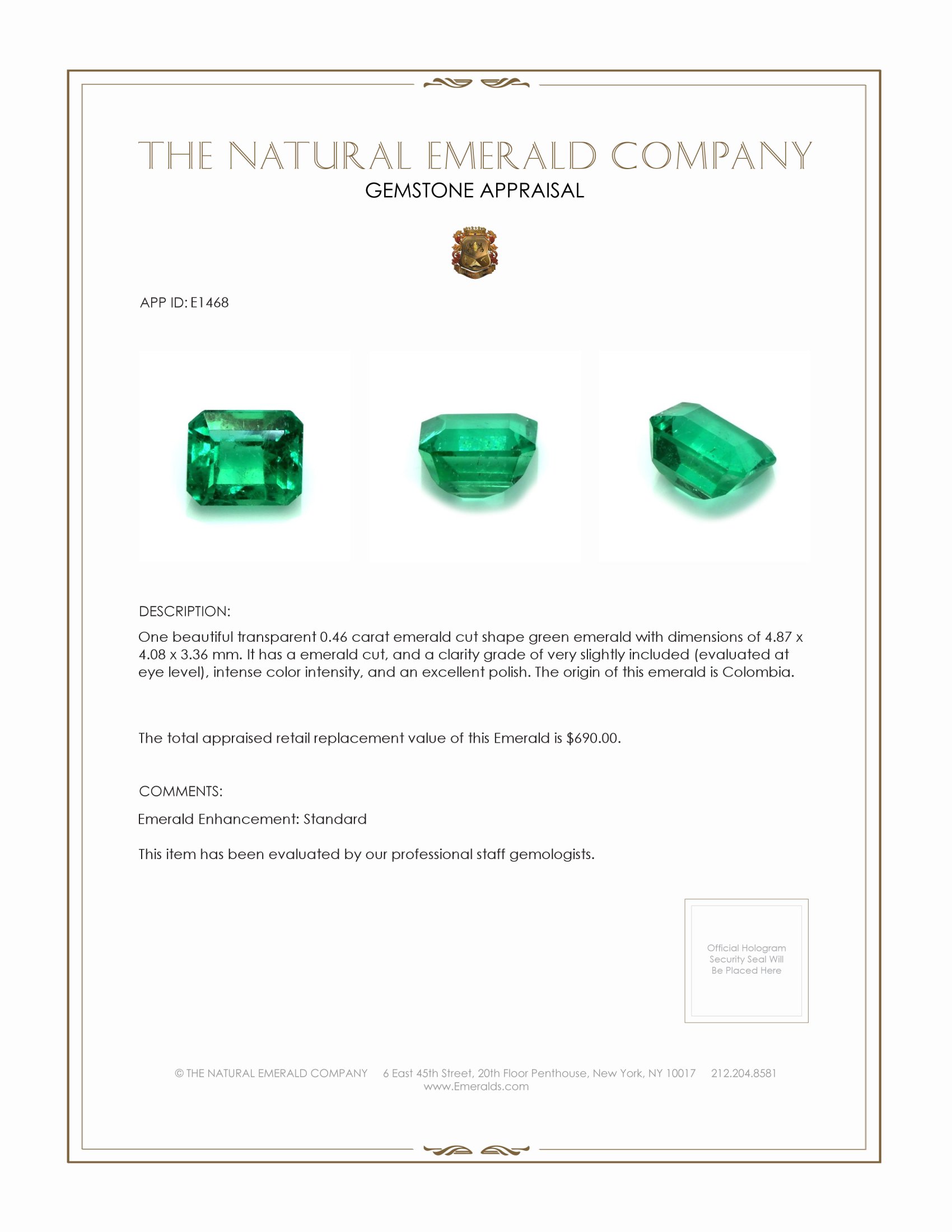 0.46 Ct. Emerald from Colombia