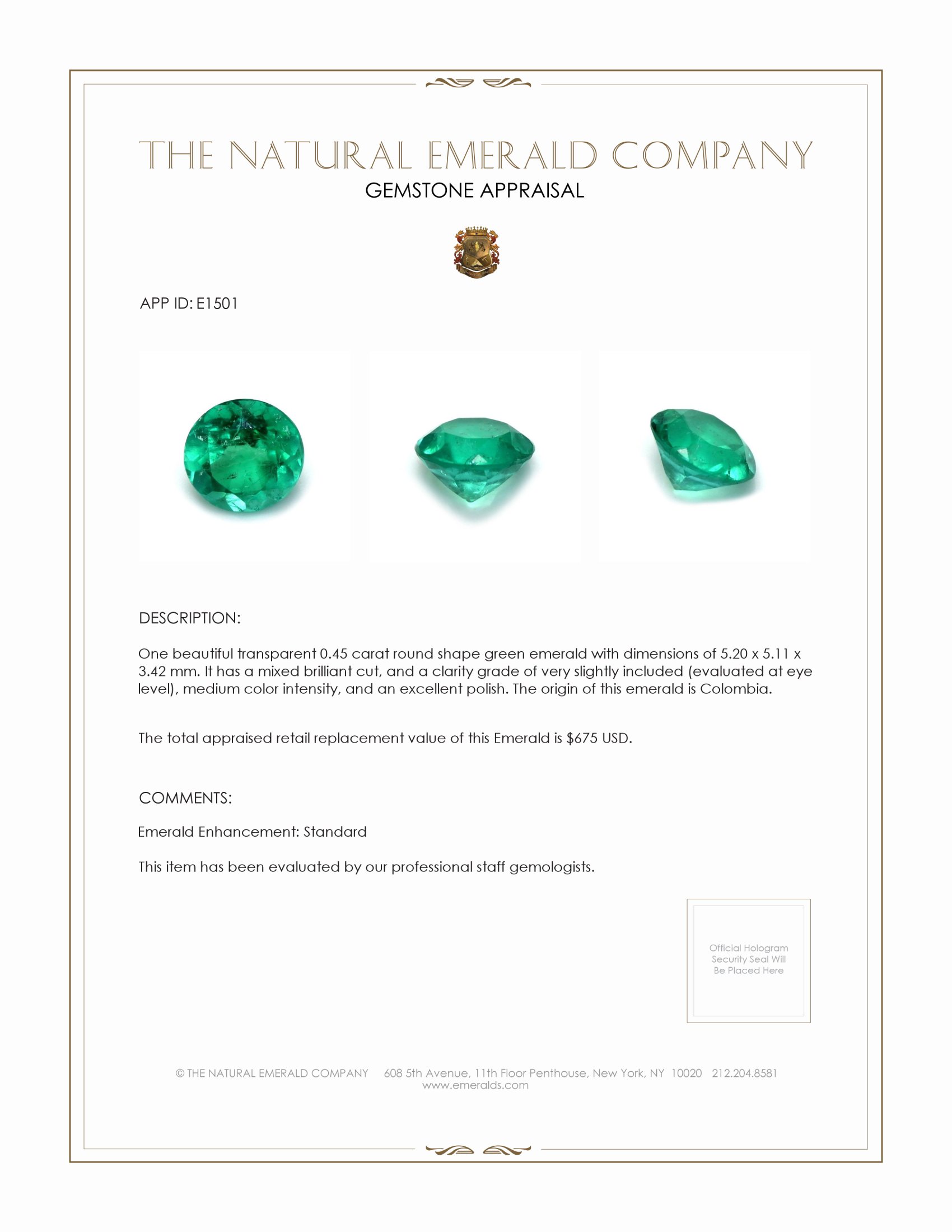 0.45 Ct. Emerald from Colombia