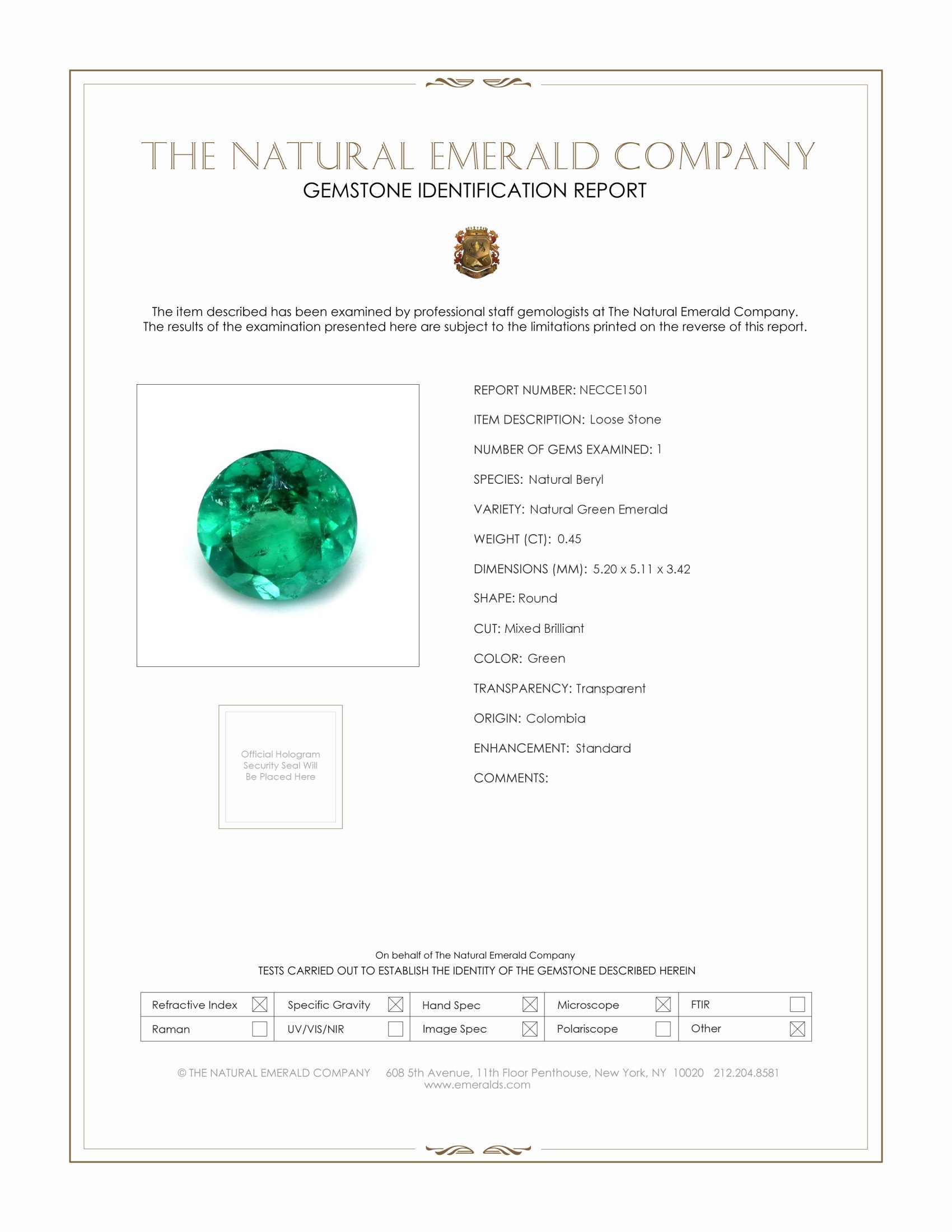 0.45 Ct. Emerald from Colombia