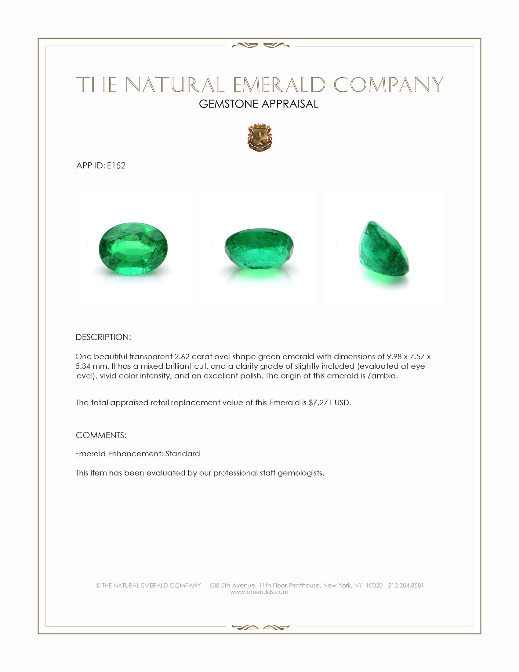 2.62 Ct. Emerald from Zambia