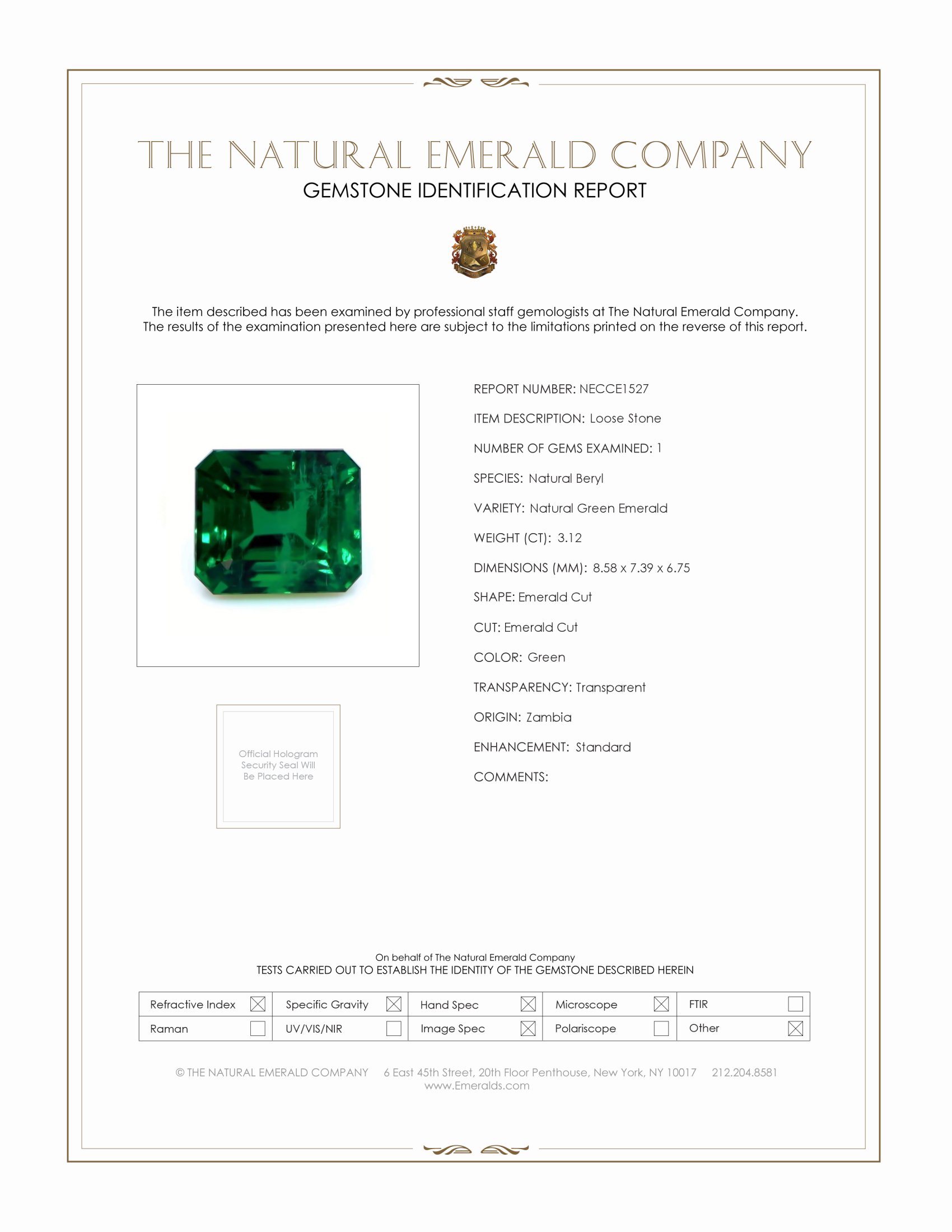 3.12 Ct. Emerald from Zambia