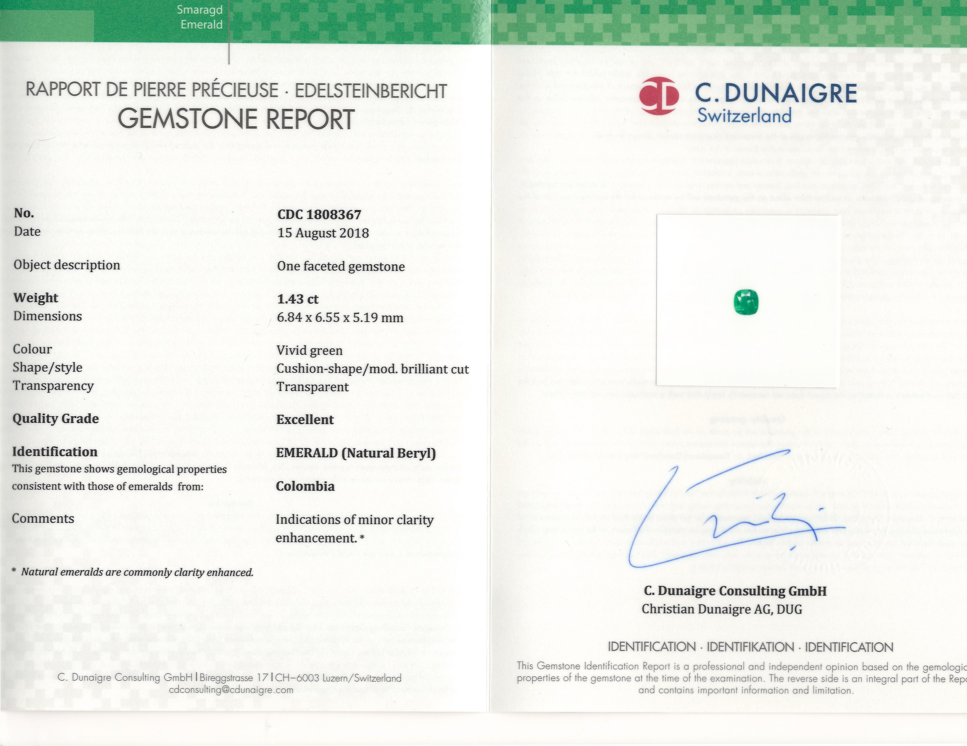 1.43 Ct. Emerald from Colombia