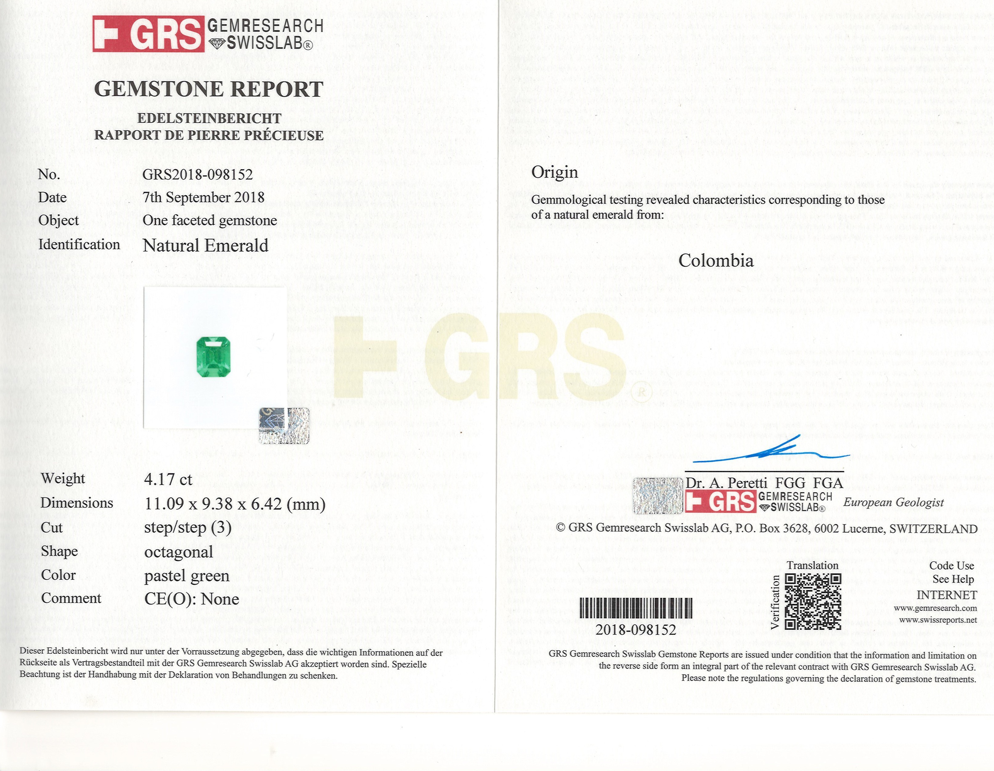 4.17 Ct. Emerald from Colombia