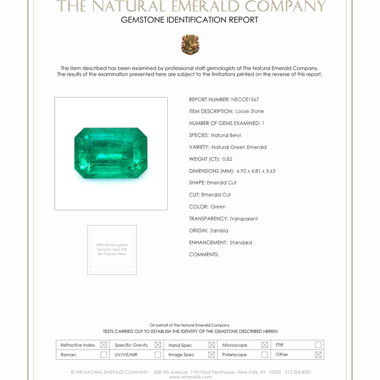 0.82 Ct. Emerald from Zambia