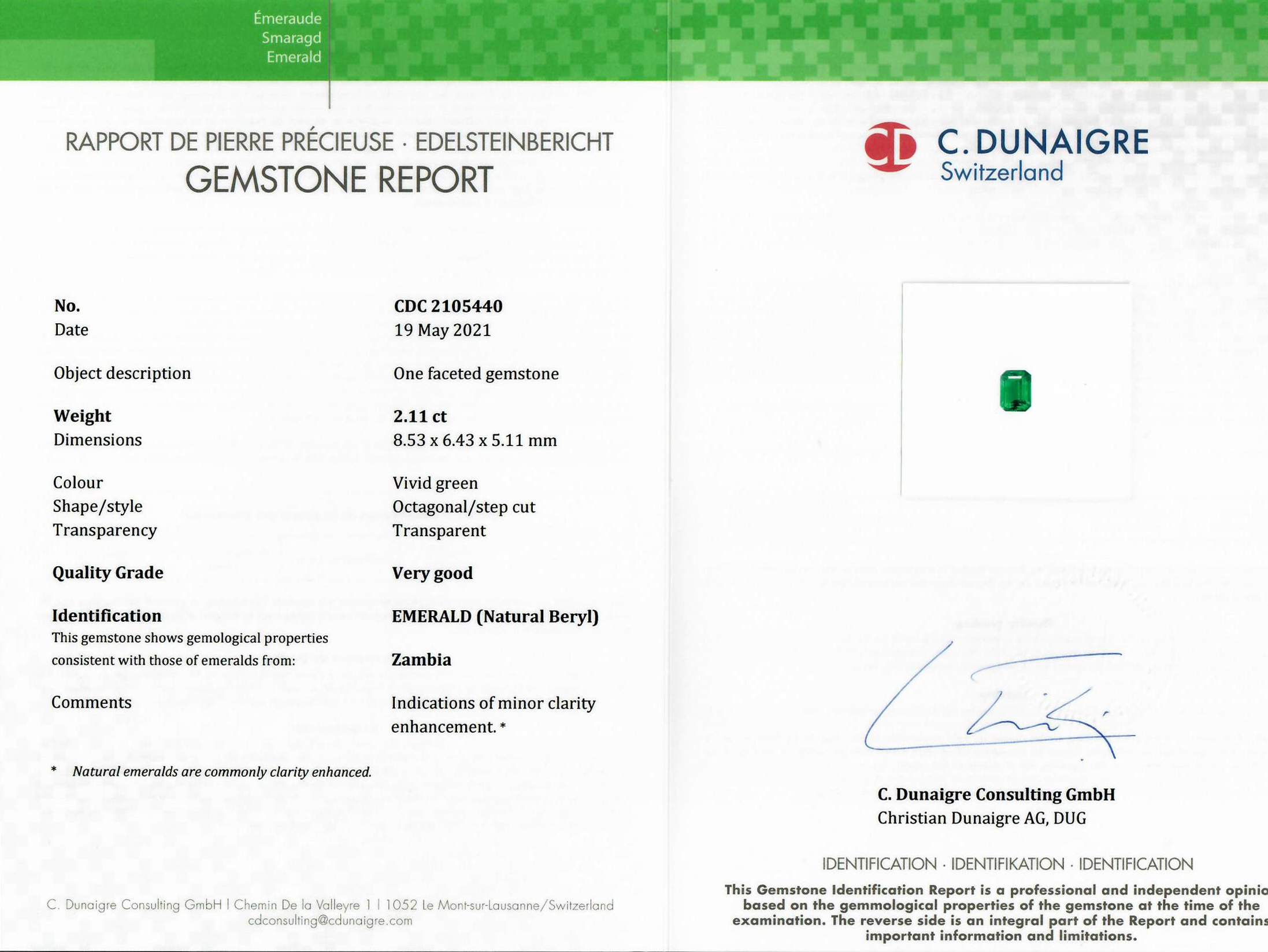 2.11 Ct. Emerald from Zambia