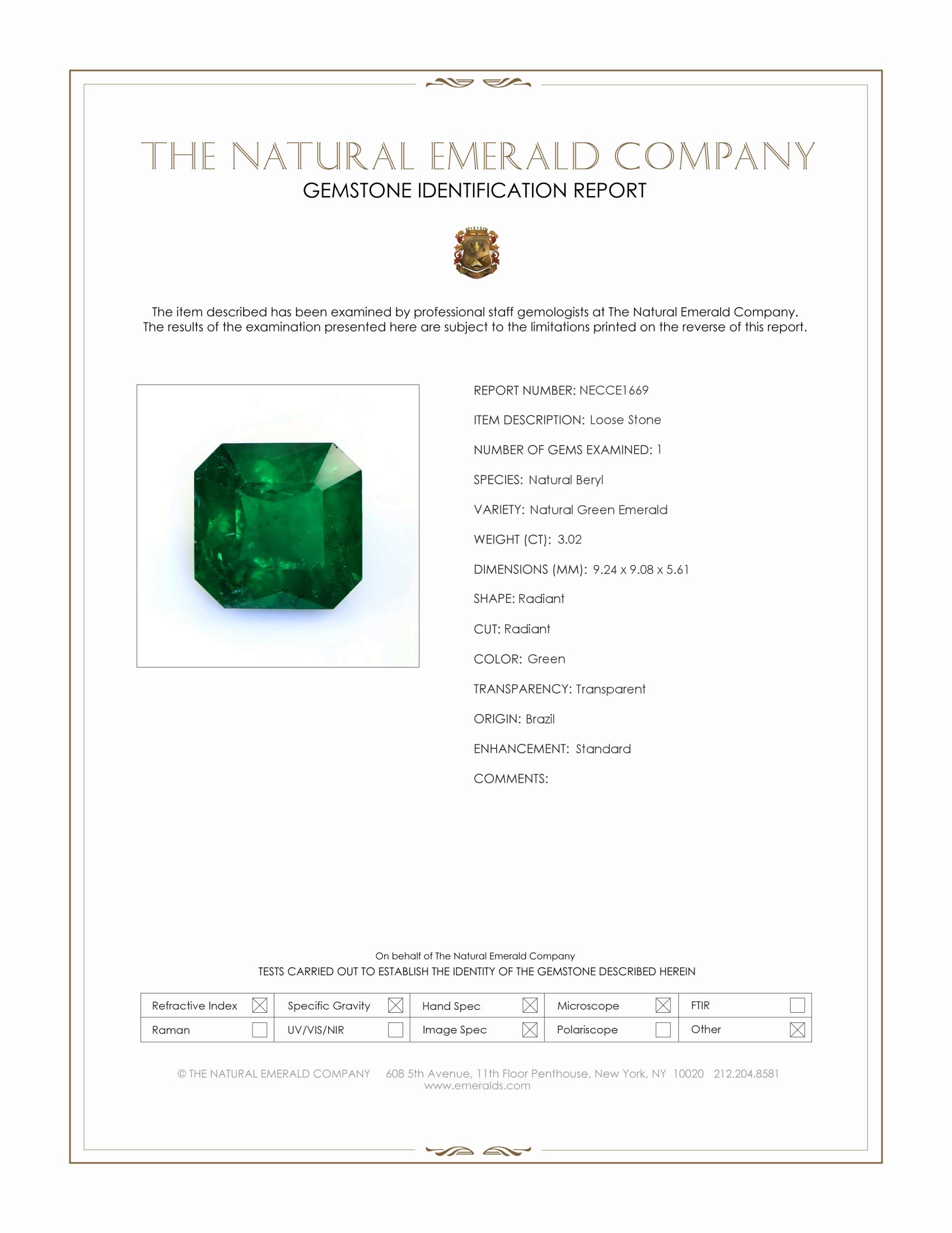 3.02 Ct. Emerald from Brazil
