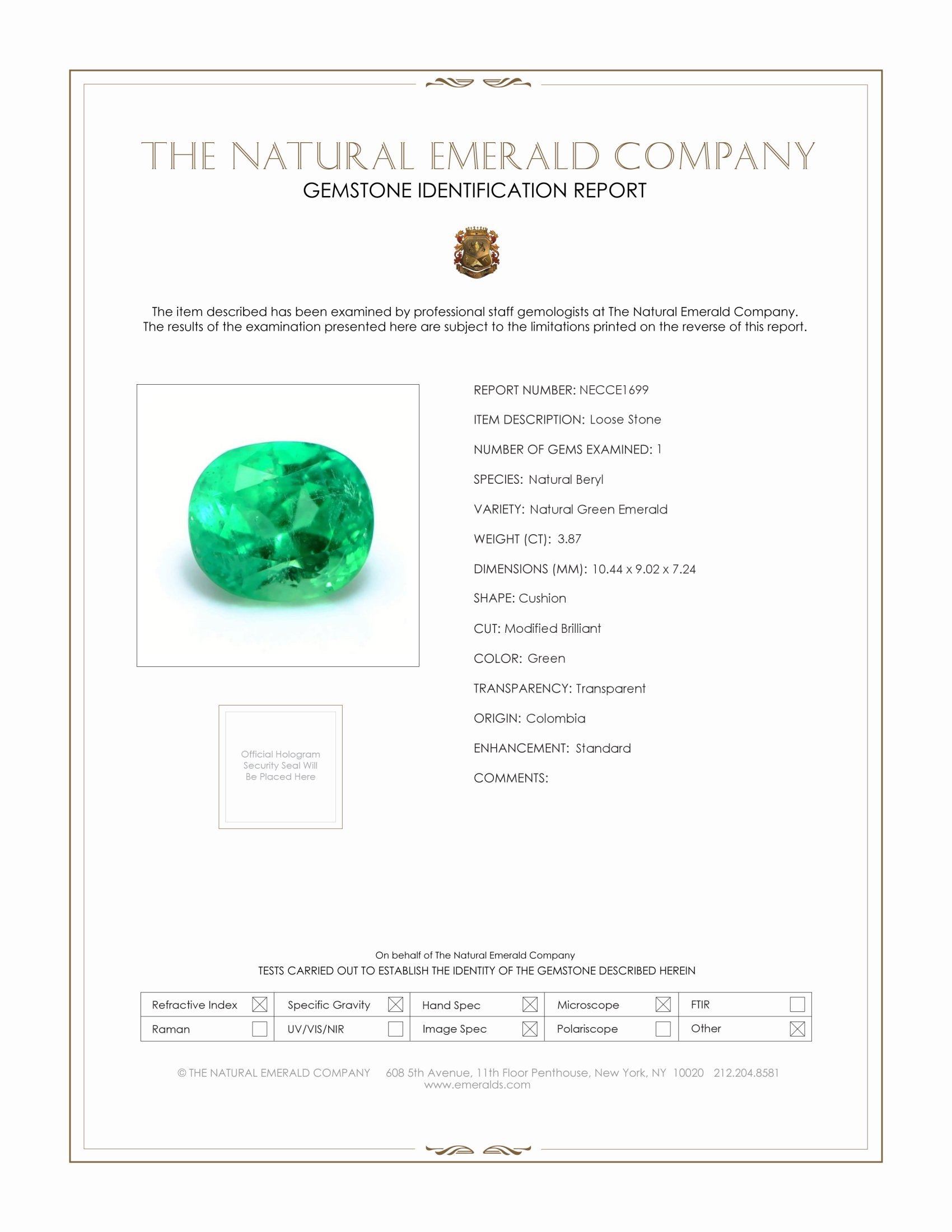 3.87 Ct. Emerald from Colombia