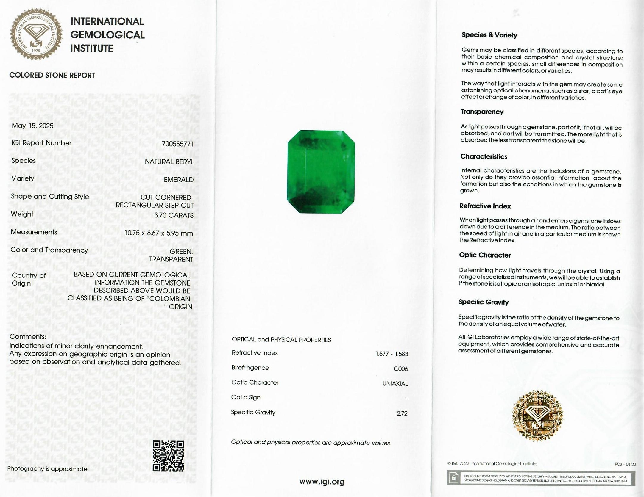 3.70 Ct. Emerald from Colombia