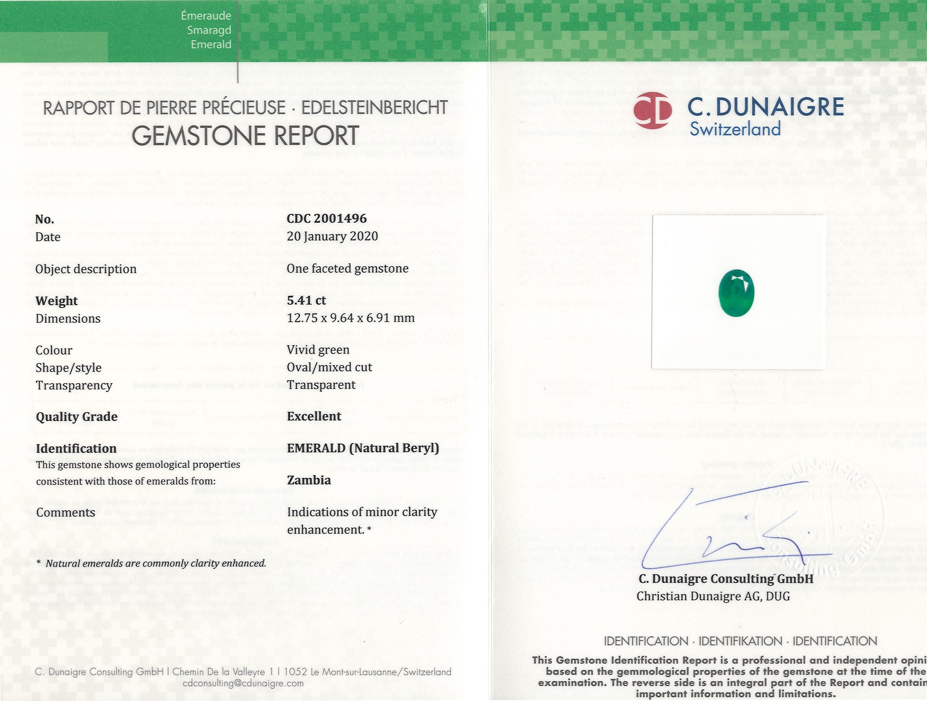 5.41 Ct. Emerald from Zambia