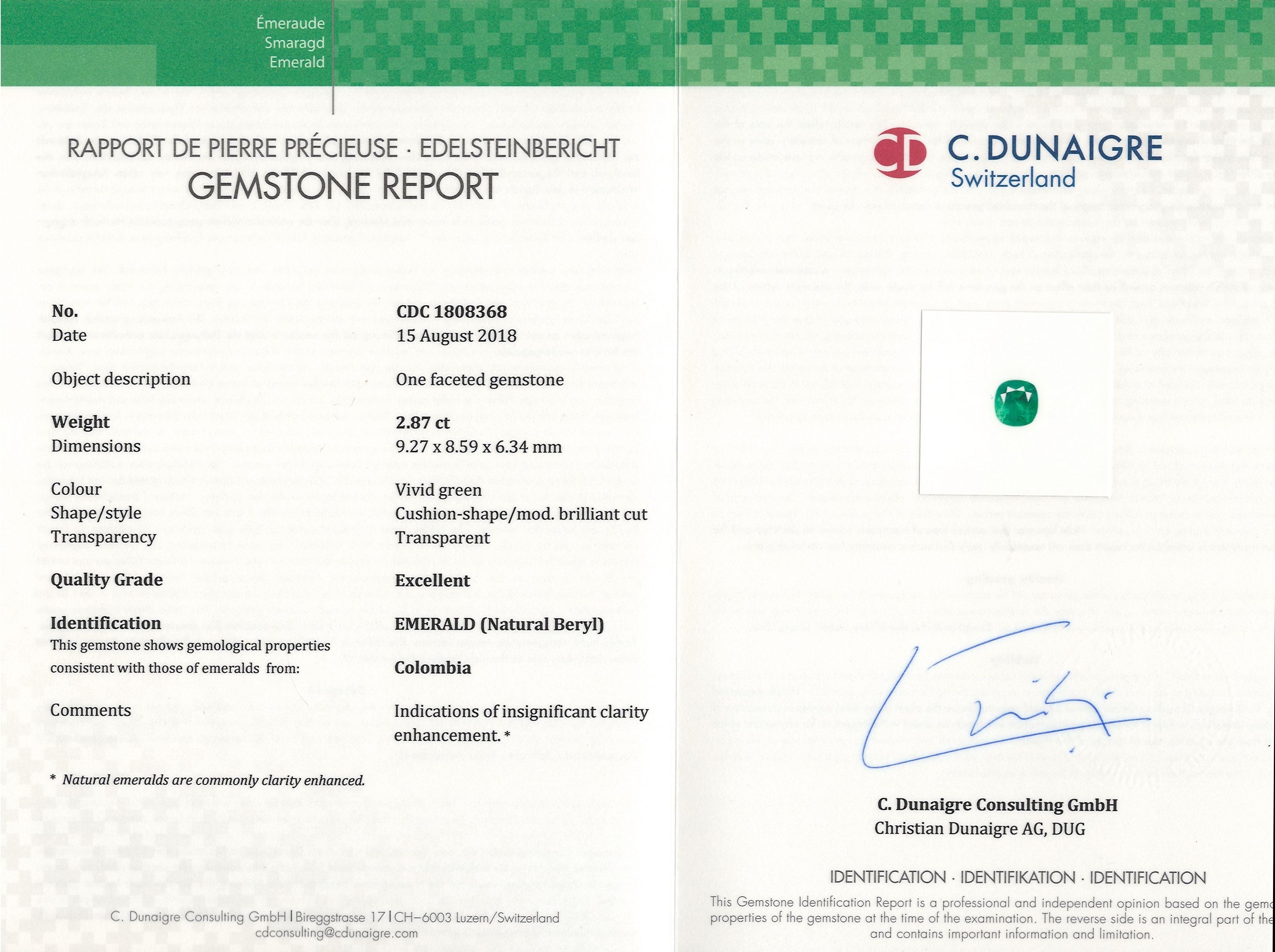 2.87 Ct. Emerald from Colombia