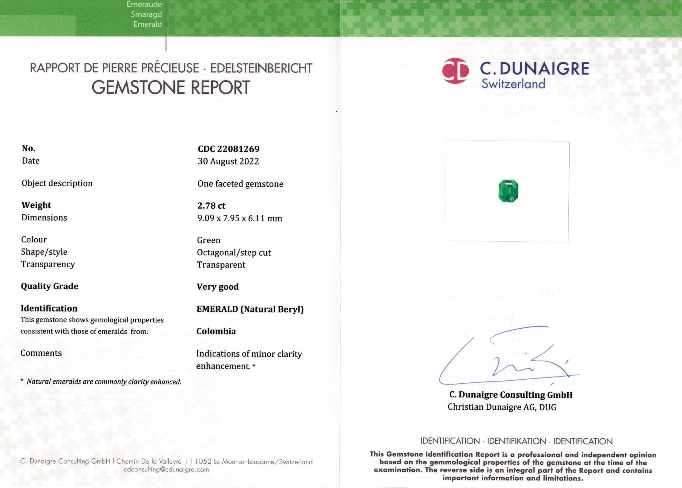 2.77 Ct. Emerald from Colombia