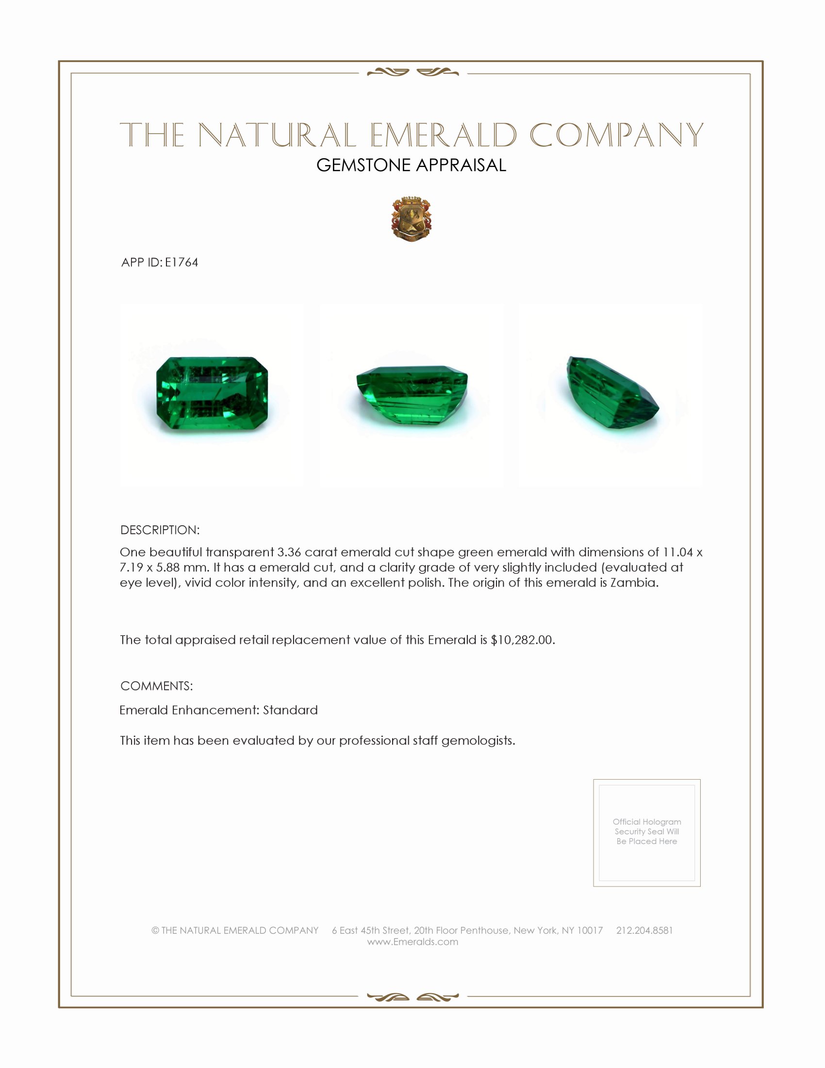 3.36 Ct. Emerald from Zambia