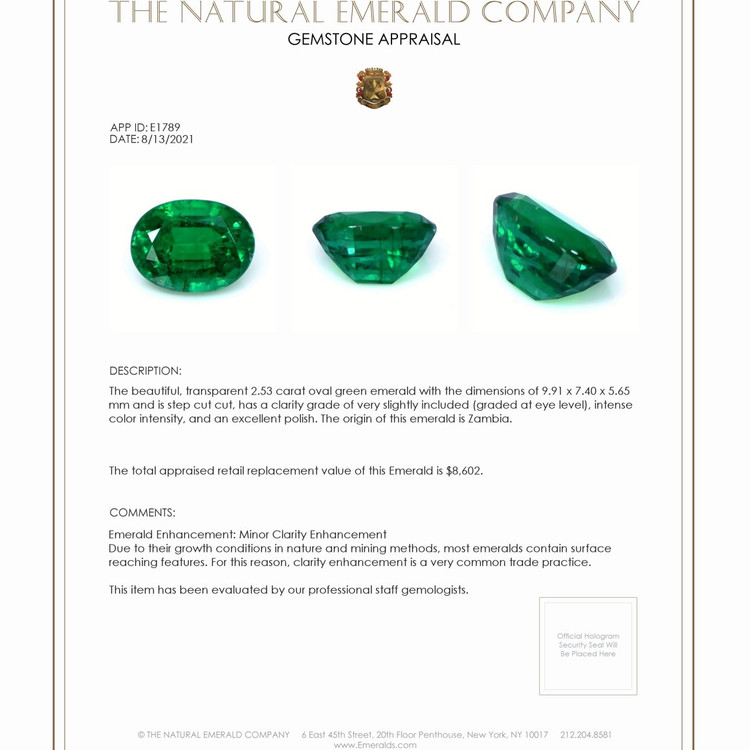 2.53 Ct. Emerald from Zambia