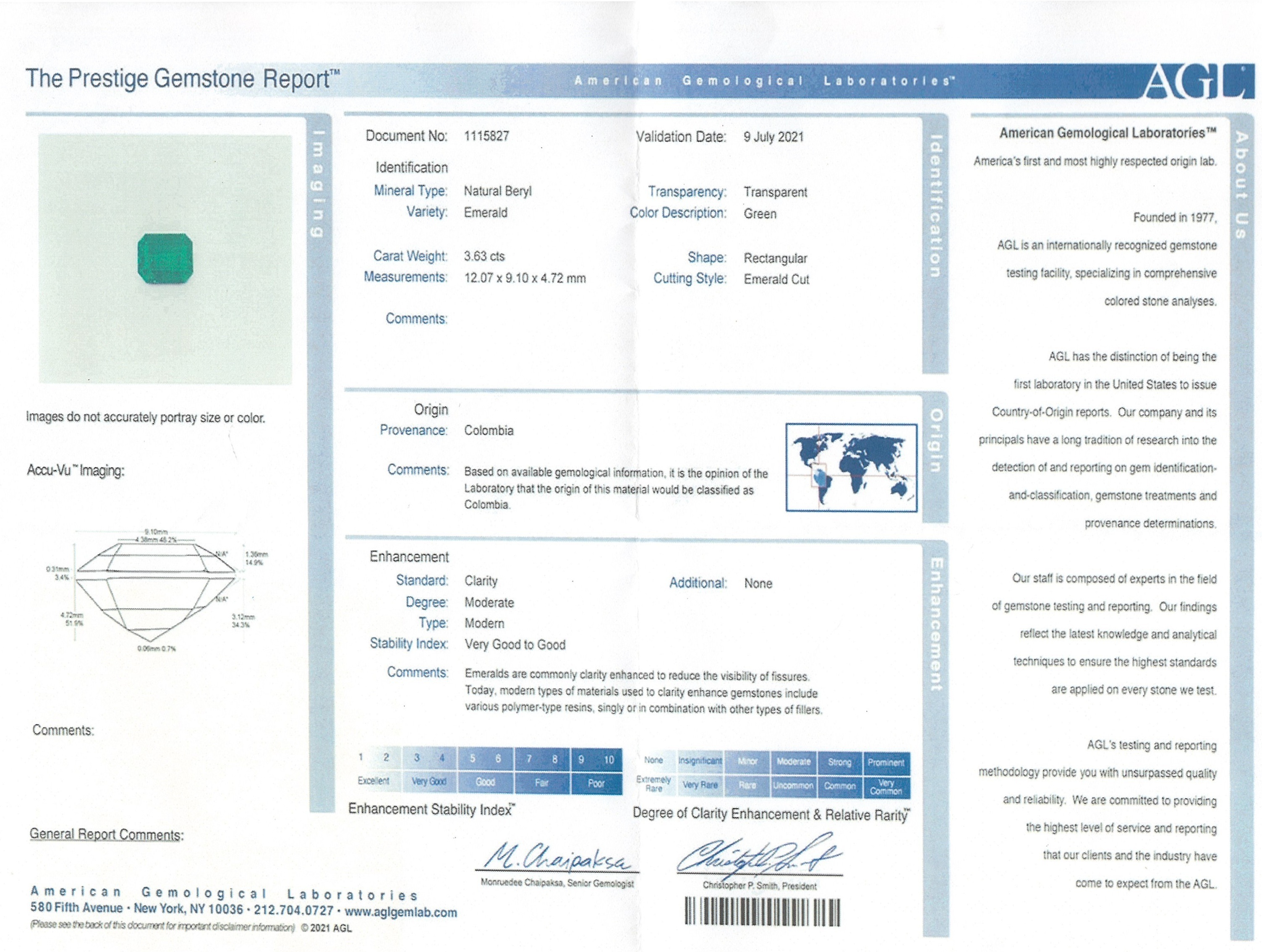3.63 Ct. Emerald from Colombia