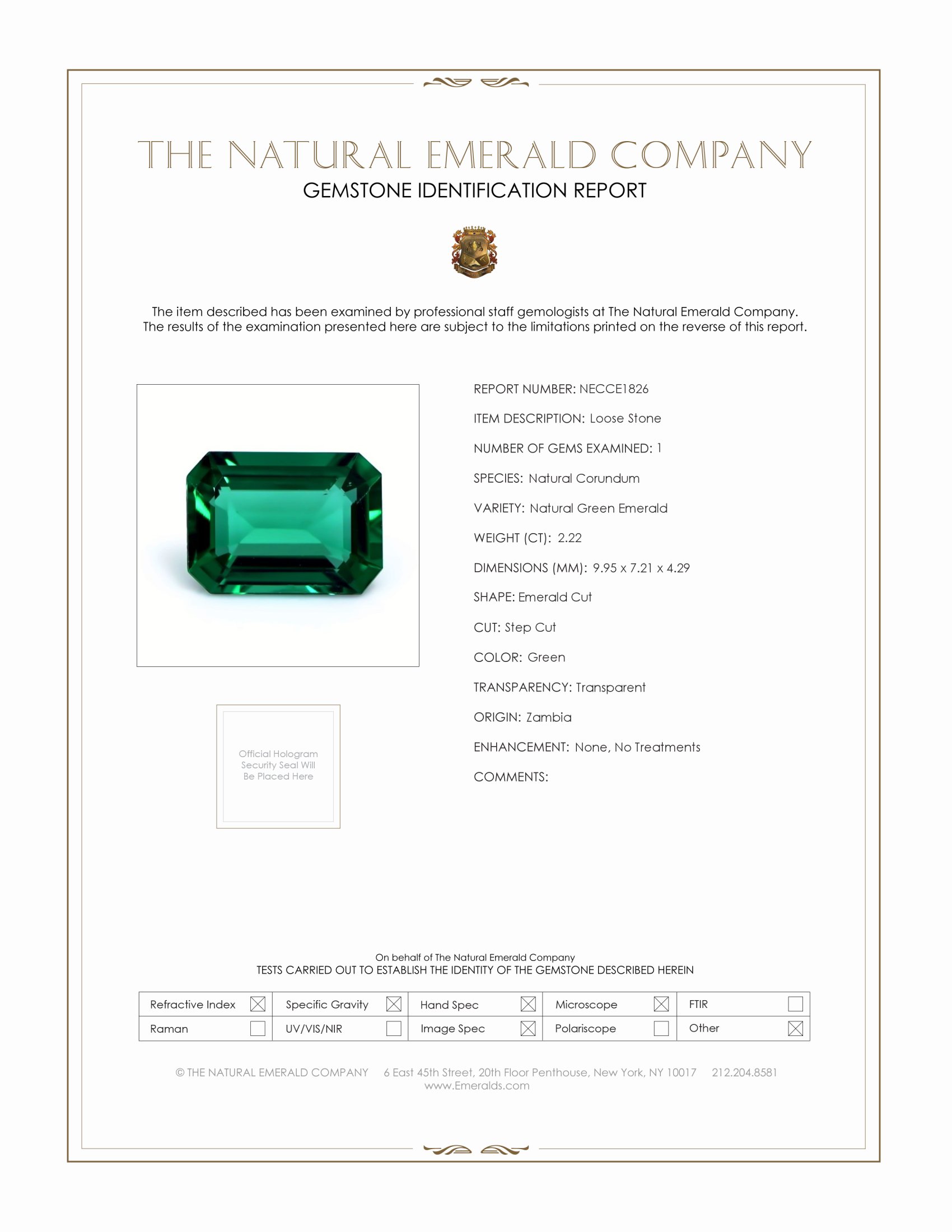 2.22 Ct. Emerald from Zambia