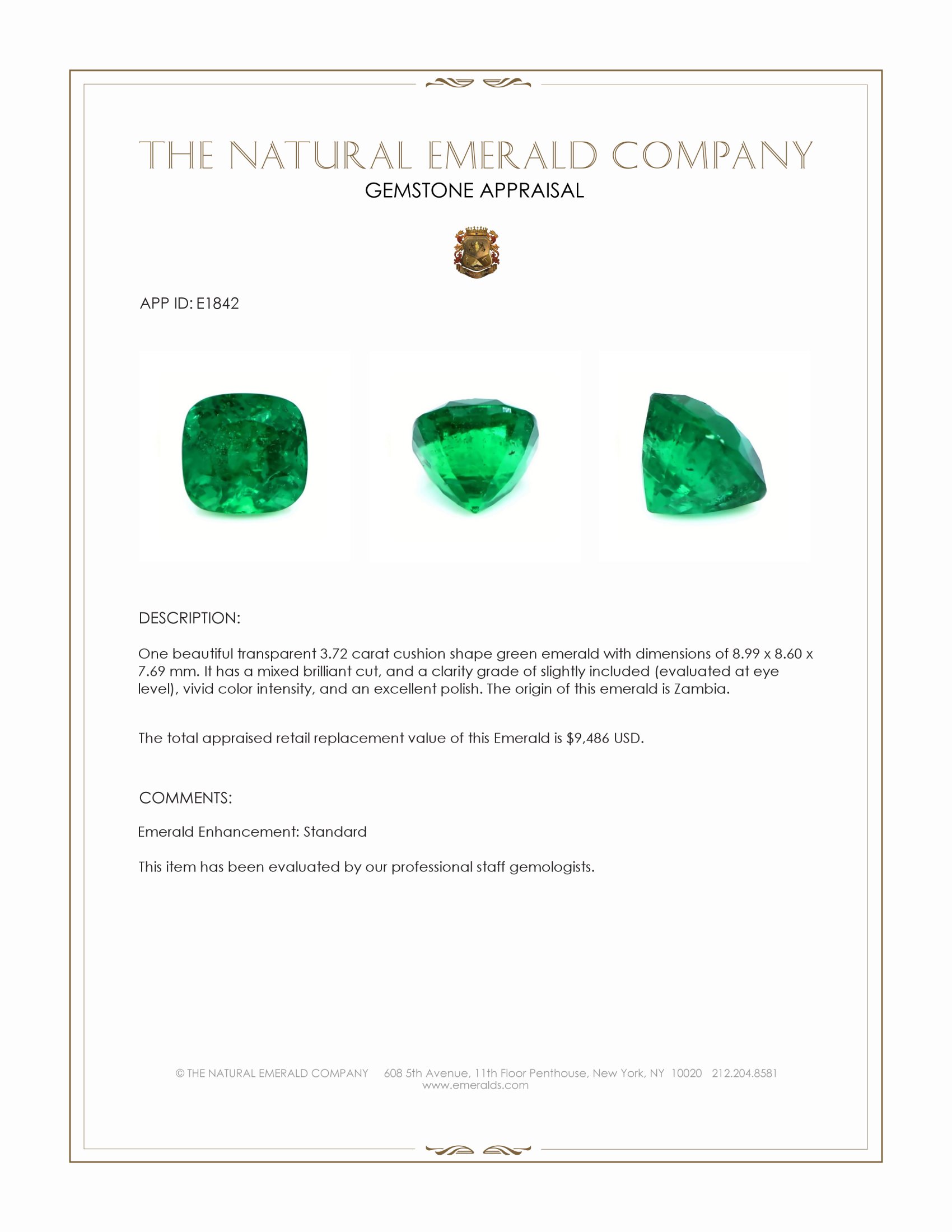 3.72 Ct. Emerald from Zambia
