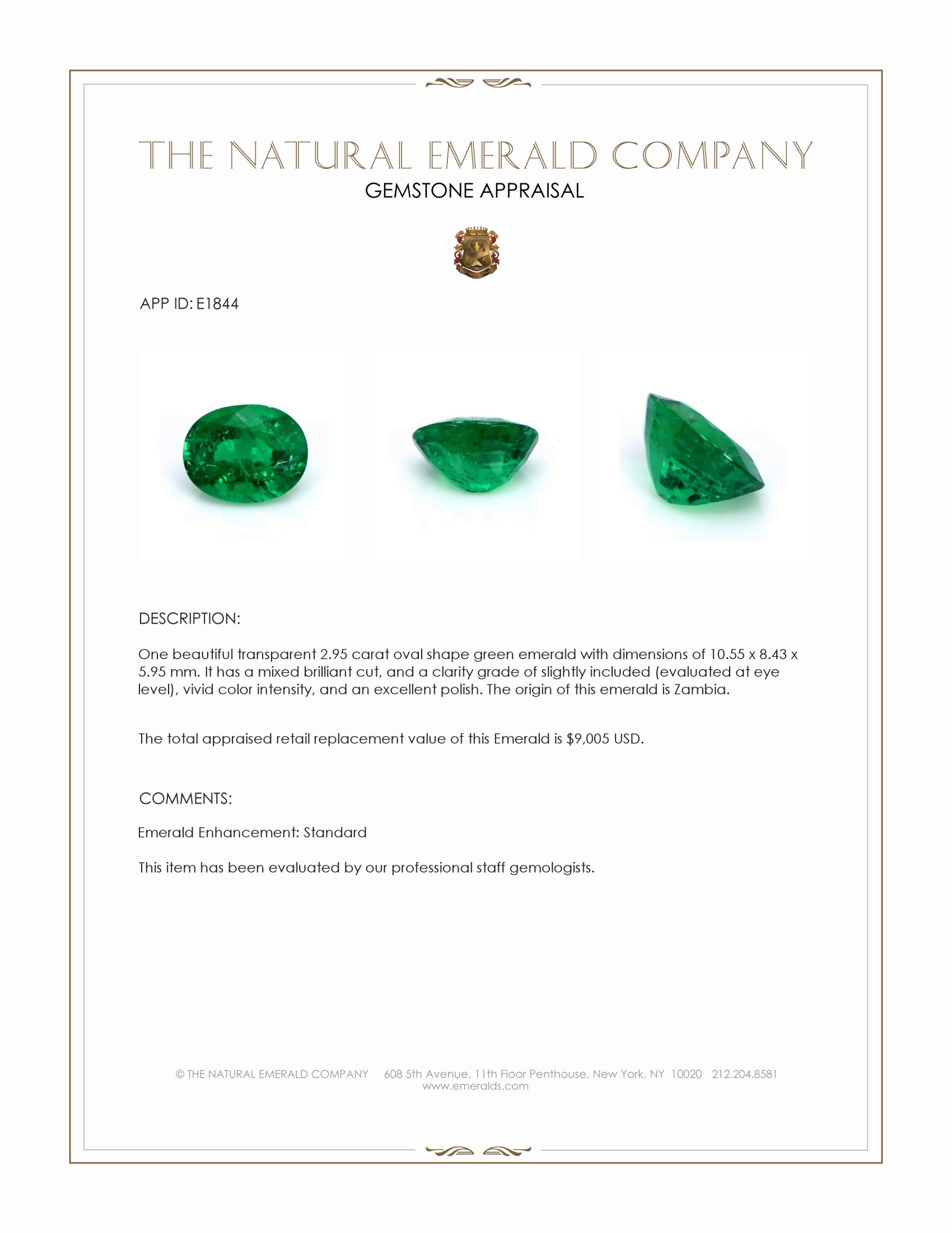 2.95 Ct. Emerald from Zambia