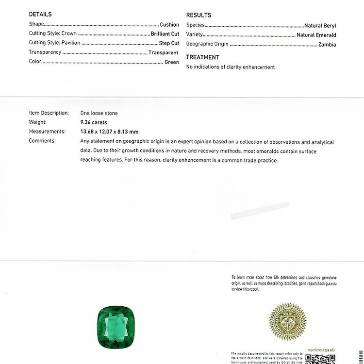 9.36 Ct. Emerald from Zambia