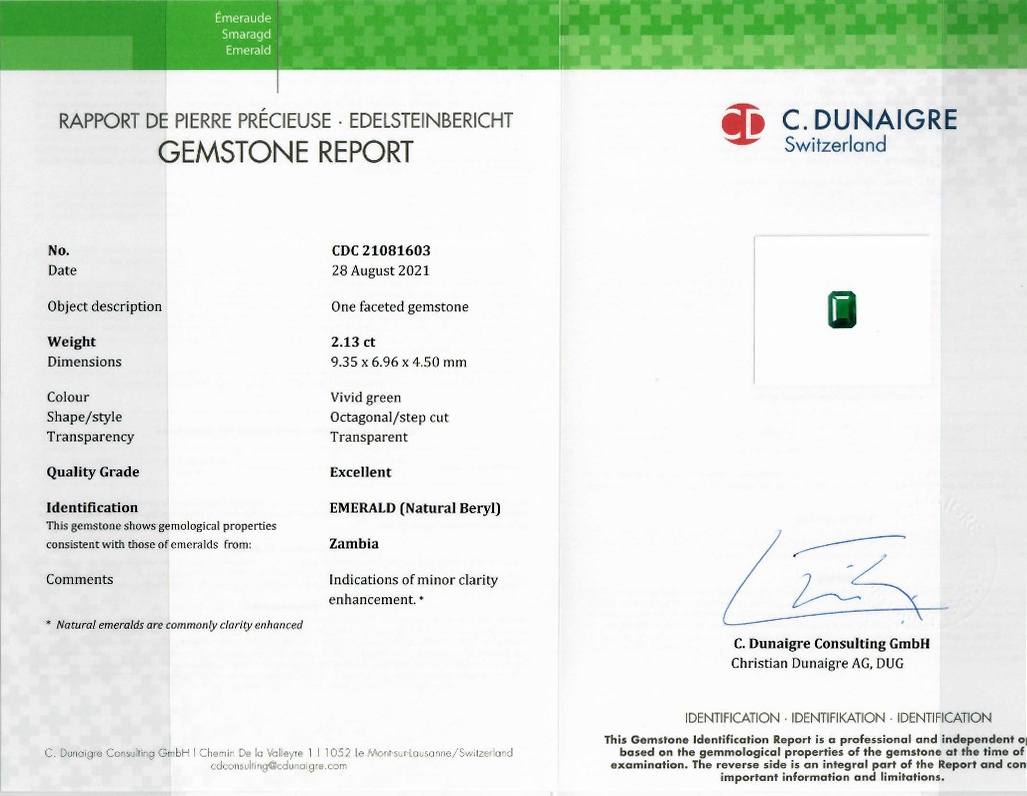 2.13 Ct. Emerald from Zambia
