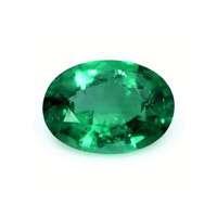 Three Stone Emerald Ring 0.66 Ct., 18K Yellow Gold Combination Stone