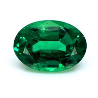 Three Stone Emerald Ring 0.78 Ct., 18K Yellow Gold Combination Stone