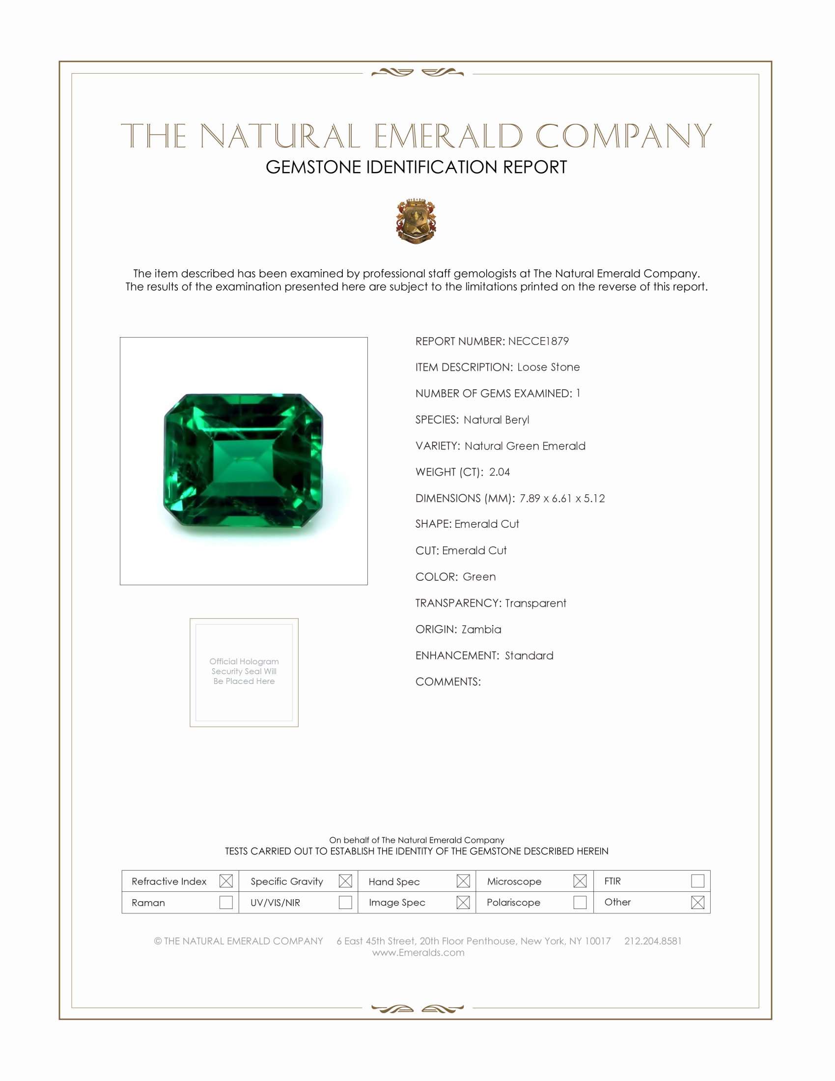 2.04 Ct. Emerald from Zambia