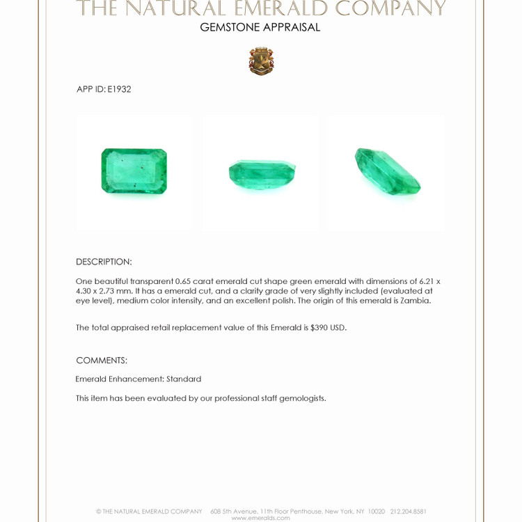 0.65 Ct. Emerald from Zambia