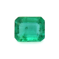 Three Stone Emerald Ring 0.39 Ct., 18K White Gold Combination Stone