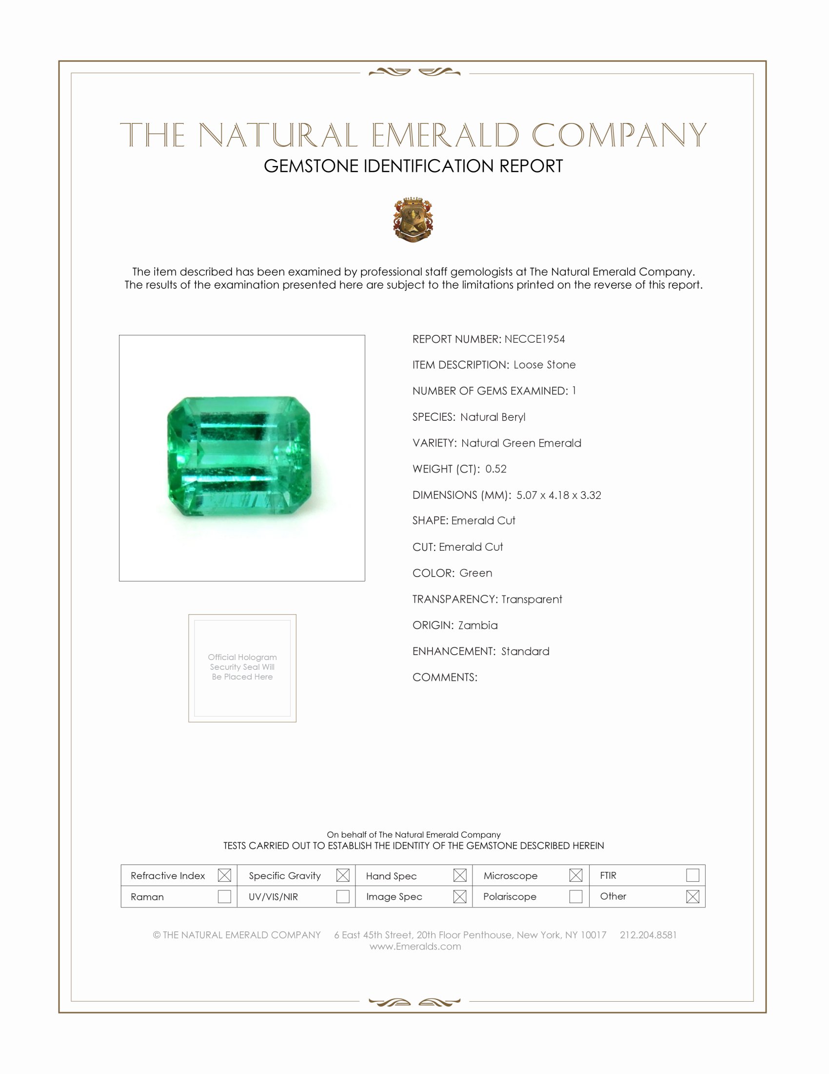 0.52 Ct. Emerald from Zambia