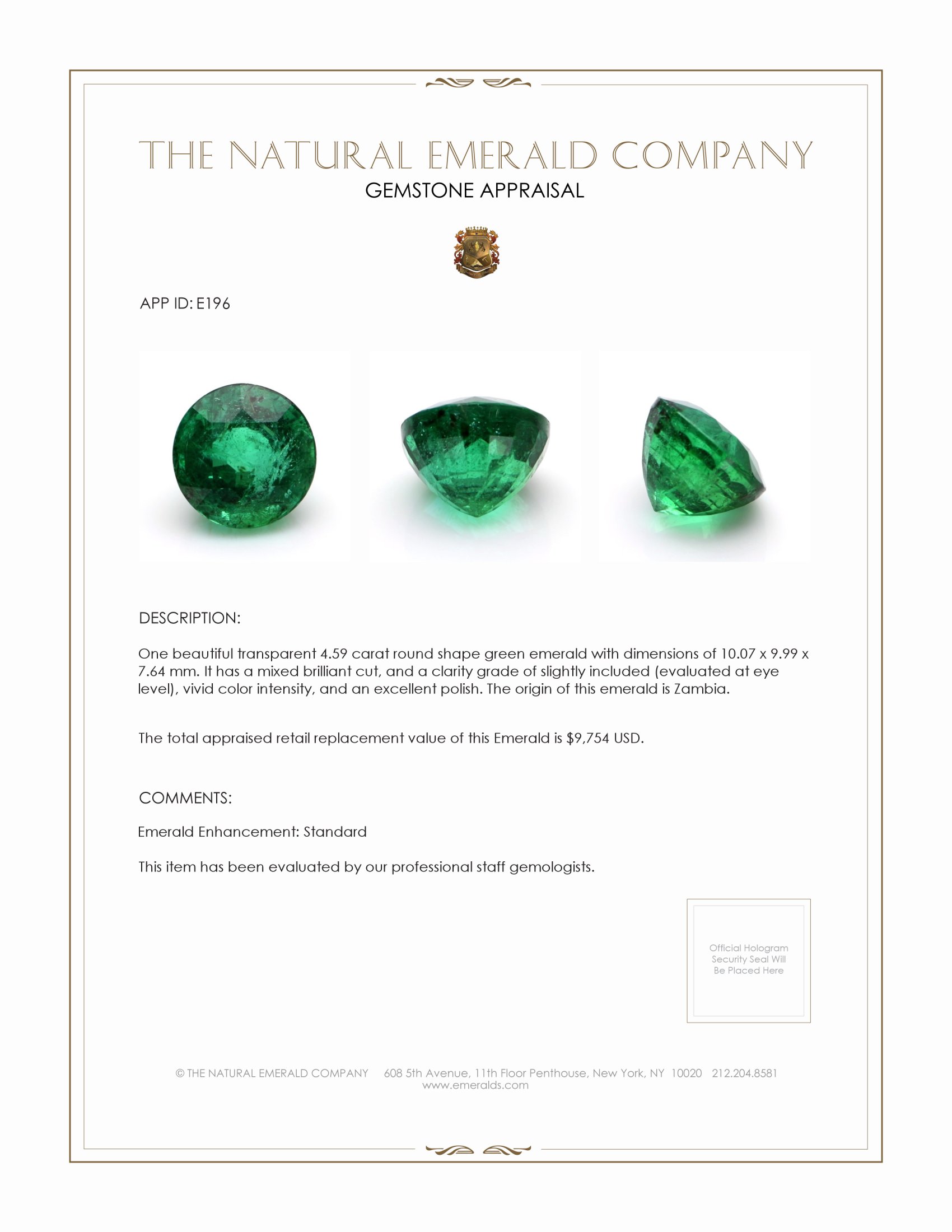 4.59 Ct. Emerald from Zambia