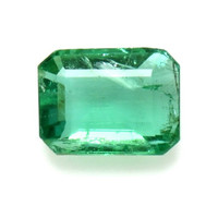 Three Stone Emerald Ring 0.65 Ct., 18K Yellow Gold Combination Stone