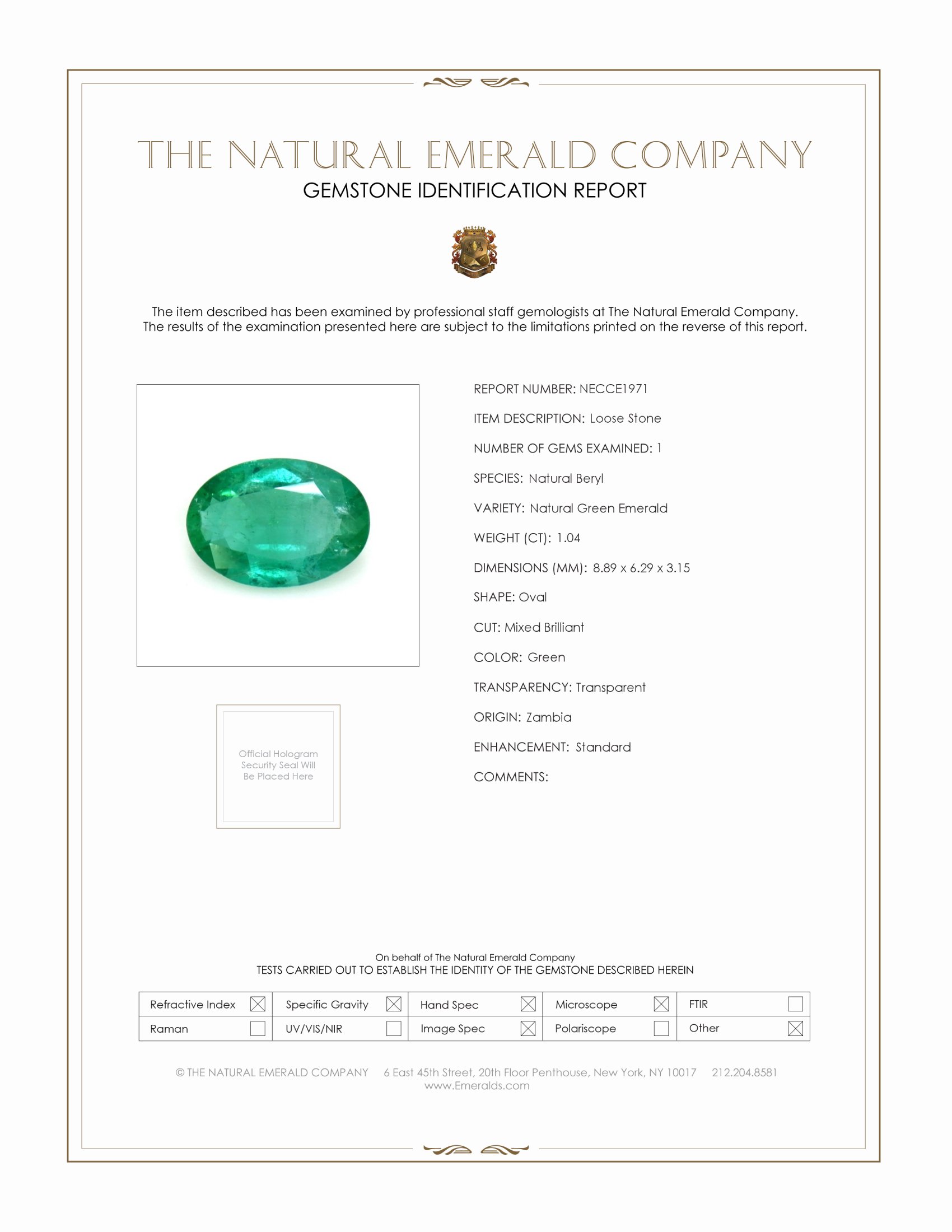 1.04 Ct. Emerald from Zambia