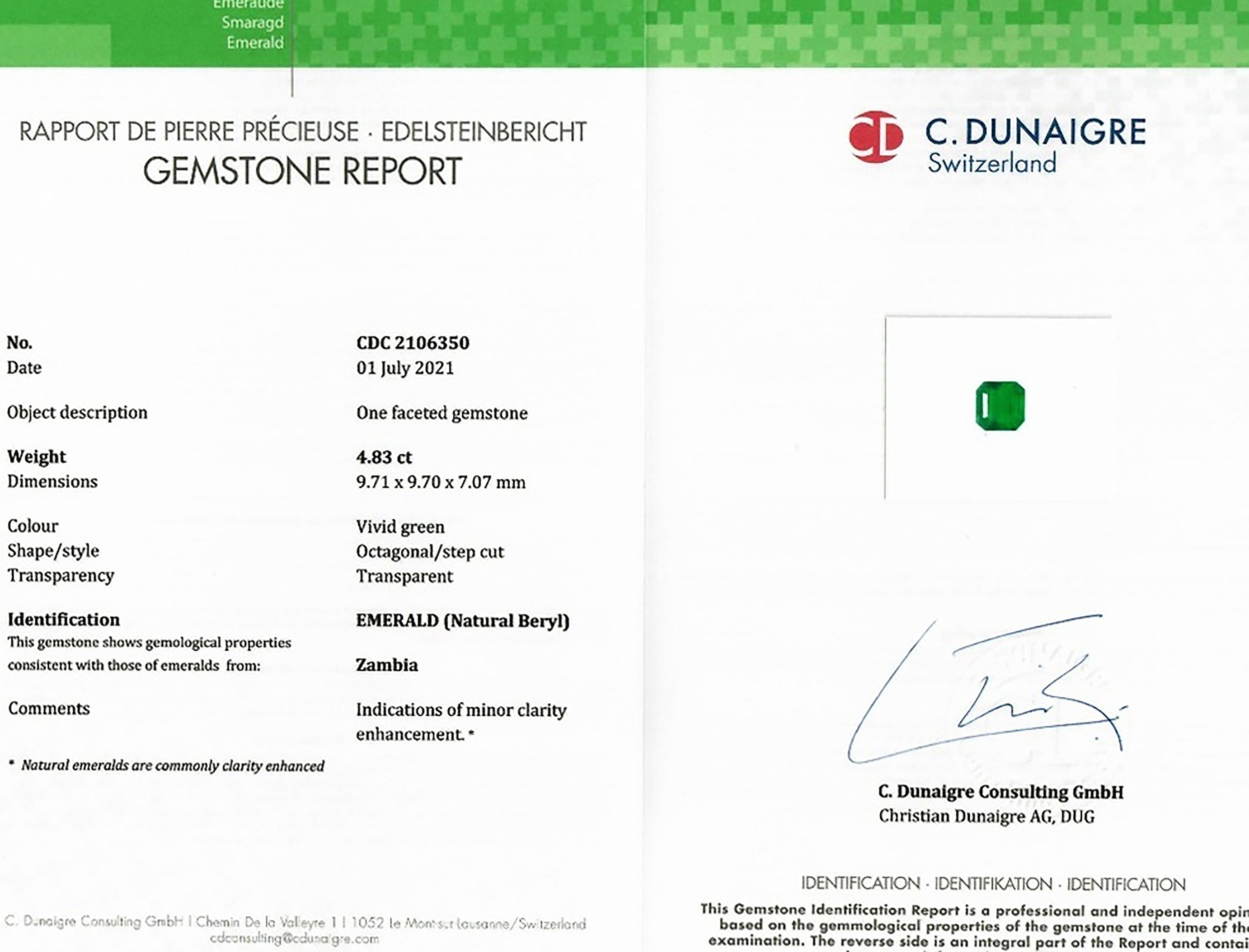 4.83 Ct. Emerald from Zambia