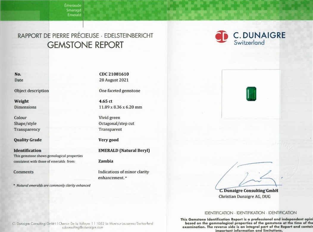 4.65 Ct. Emerald from Zambia