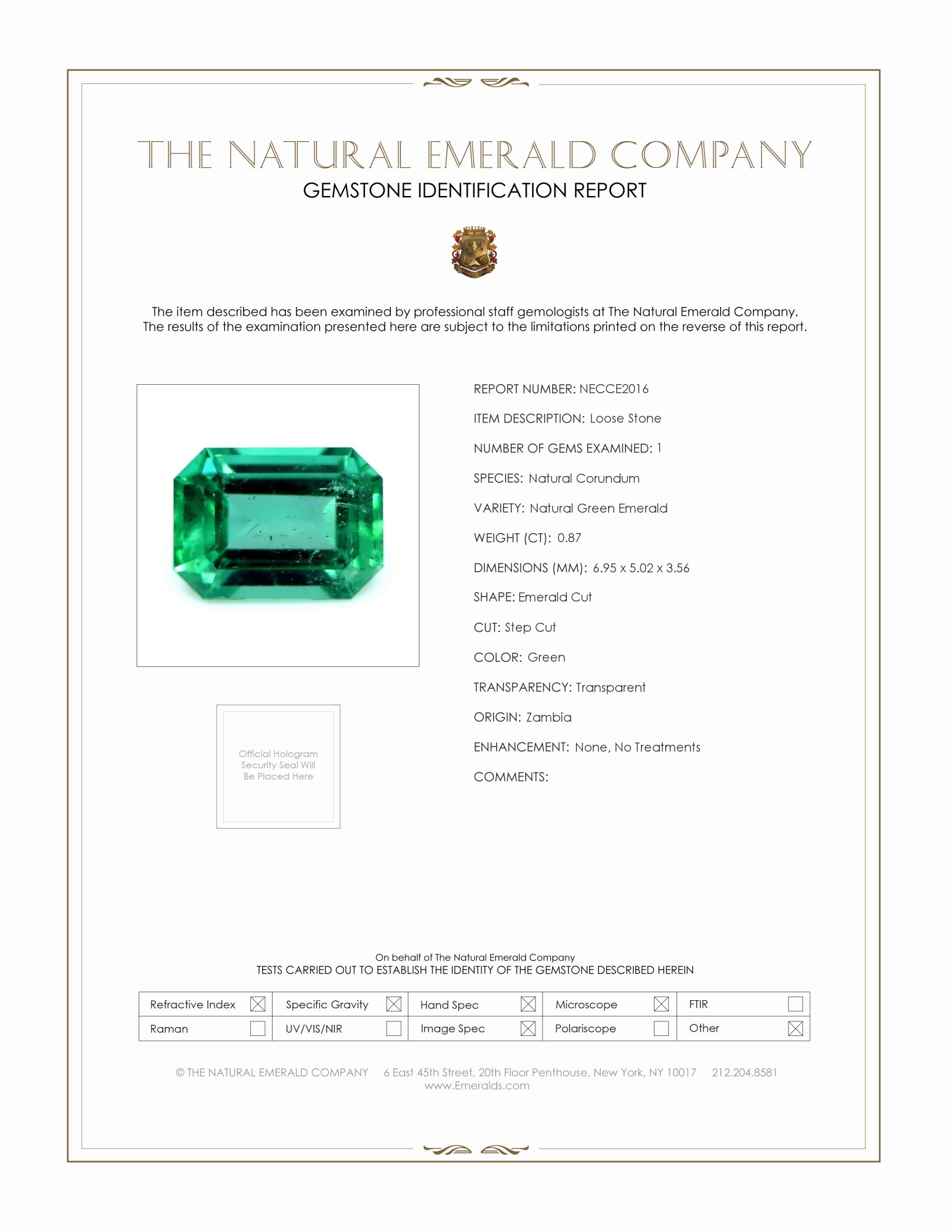 0.87 Ct. Emerald from Zambia